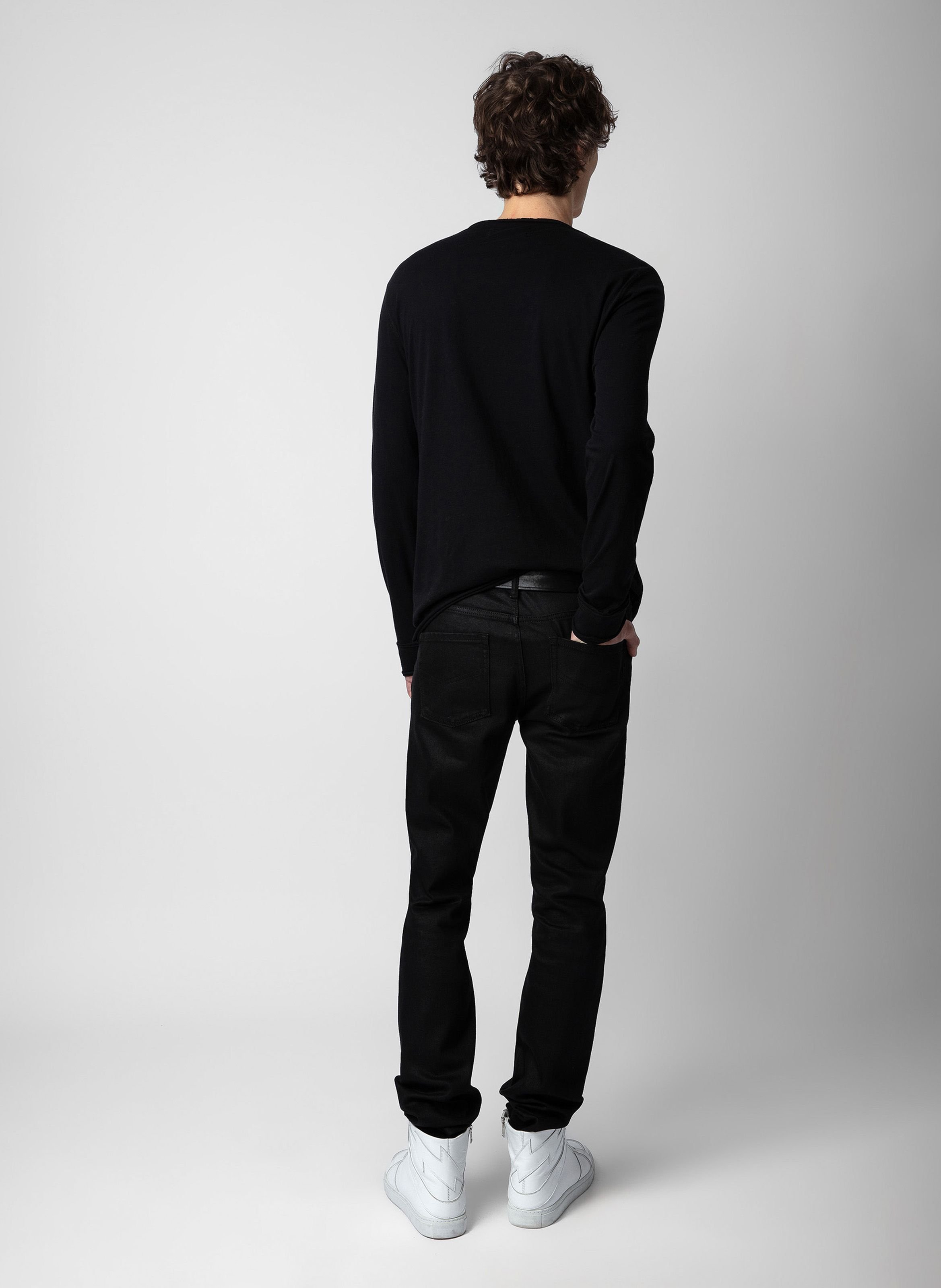 Tee-shirt col tunisien regular-fit en coton monastir ZADIG&VOLTAIRE Noir