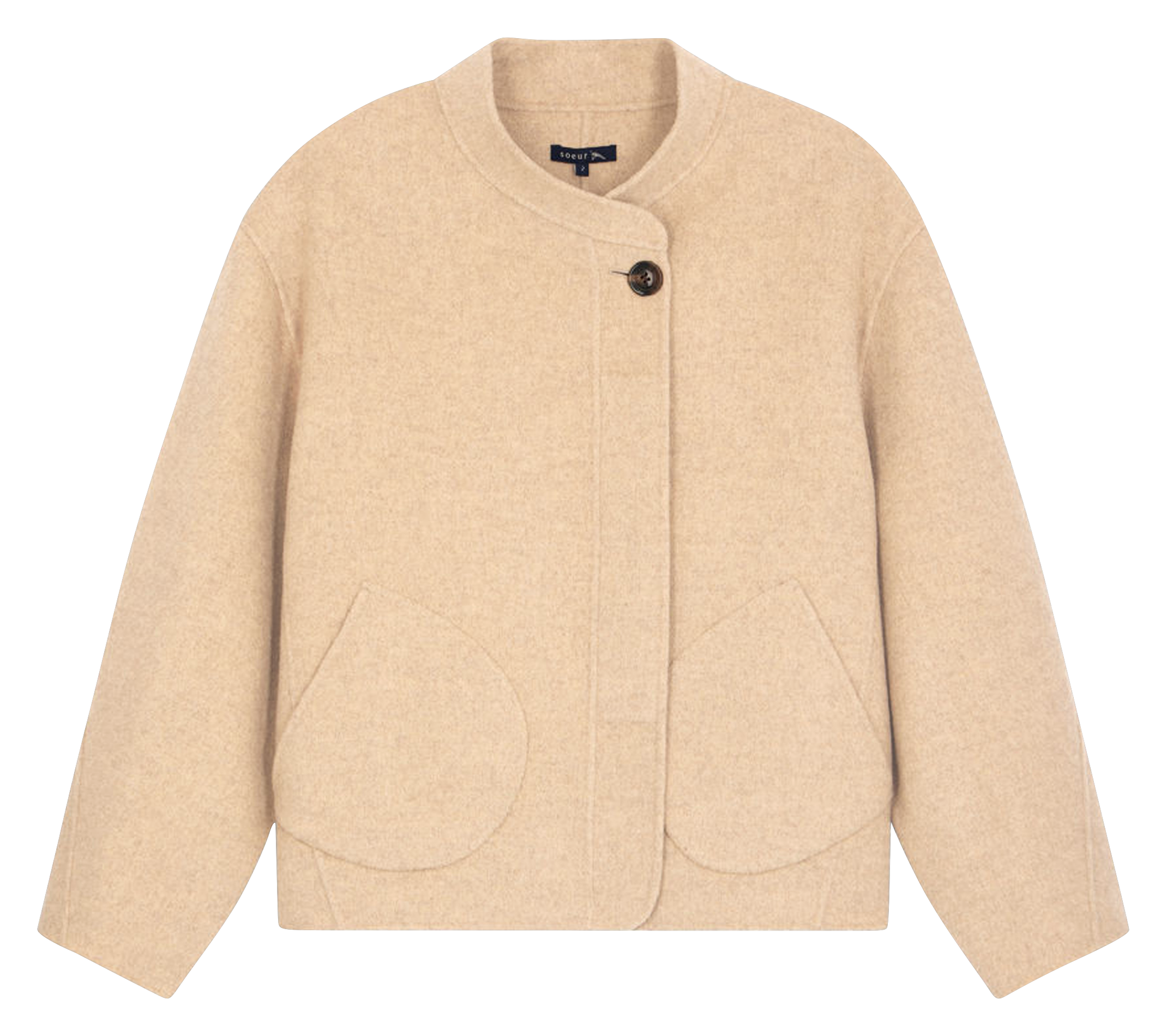 Manteau col rond en laine mélangée windsor SOEUR Beige