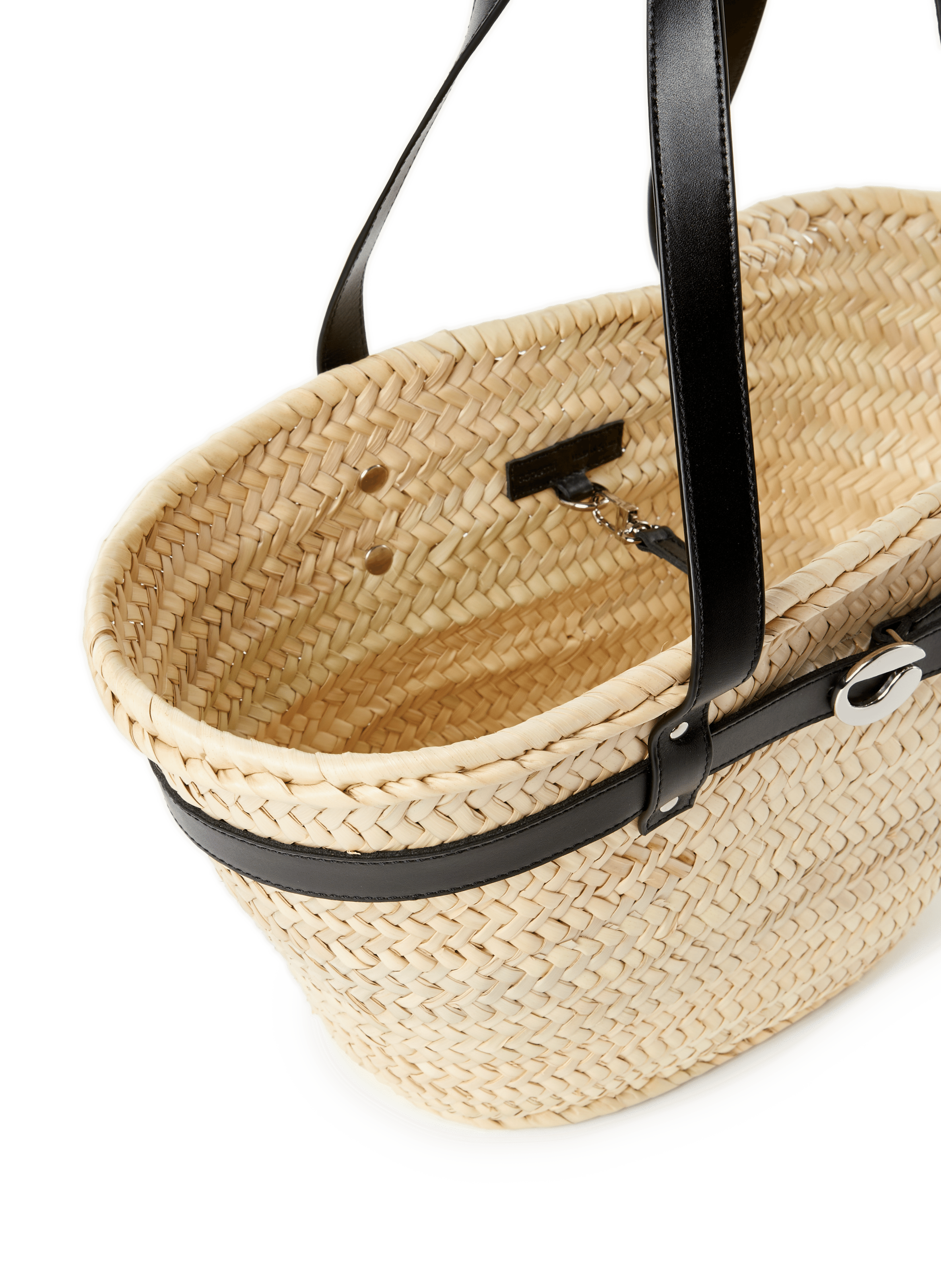 Palm Bucket Basket Bag Beige