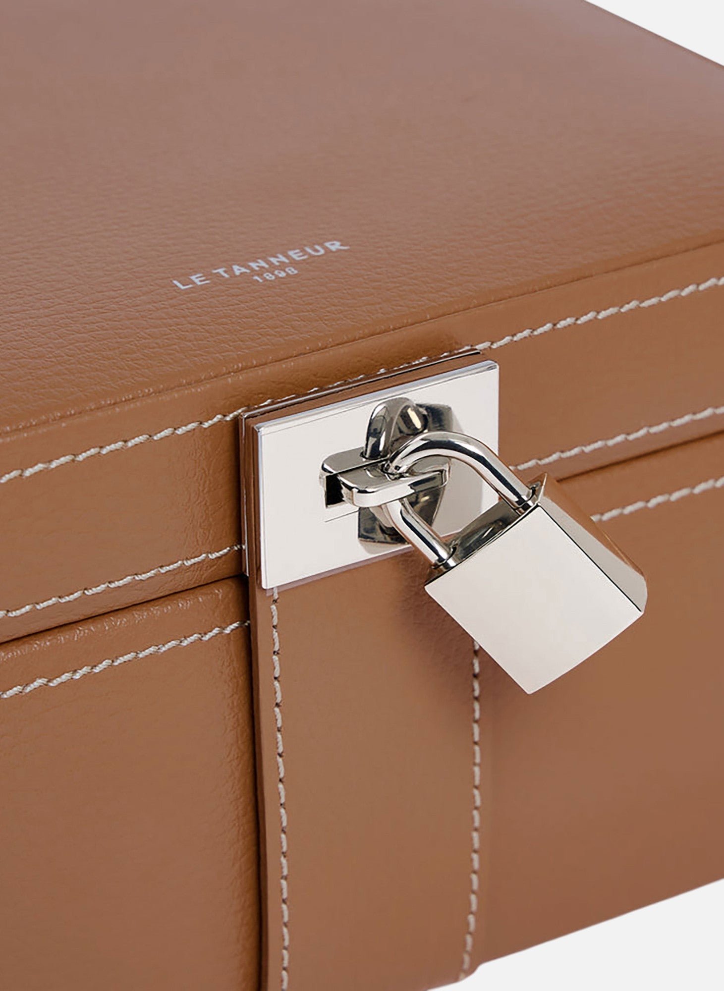 Boîte à bijoux moyen modèle en cuir LE TANNEUR Marron