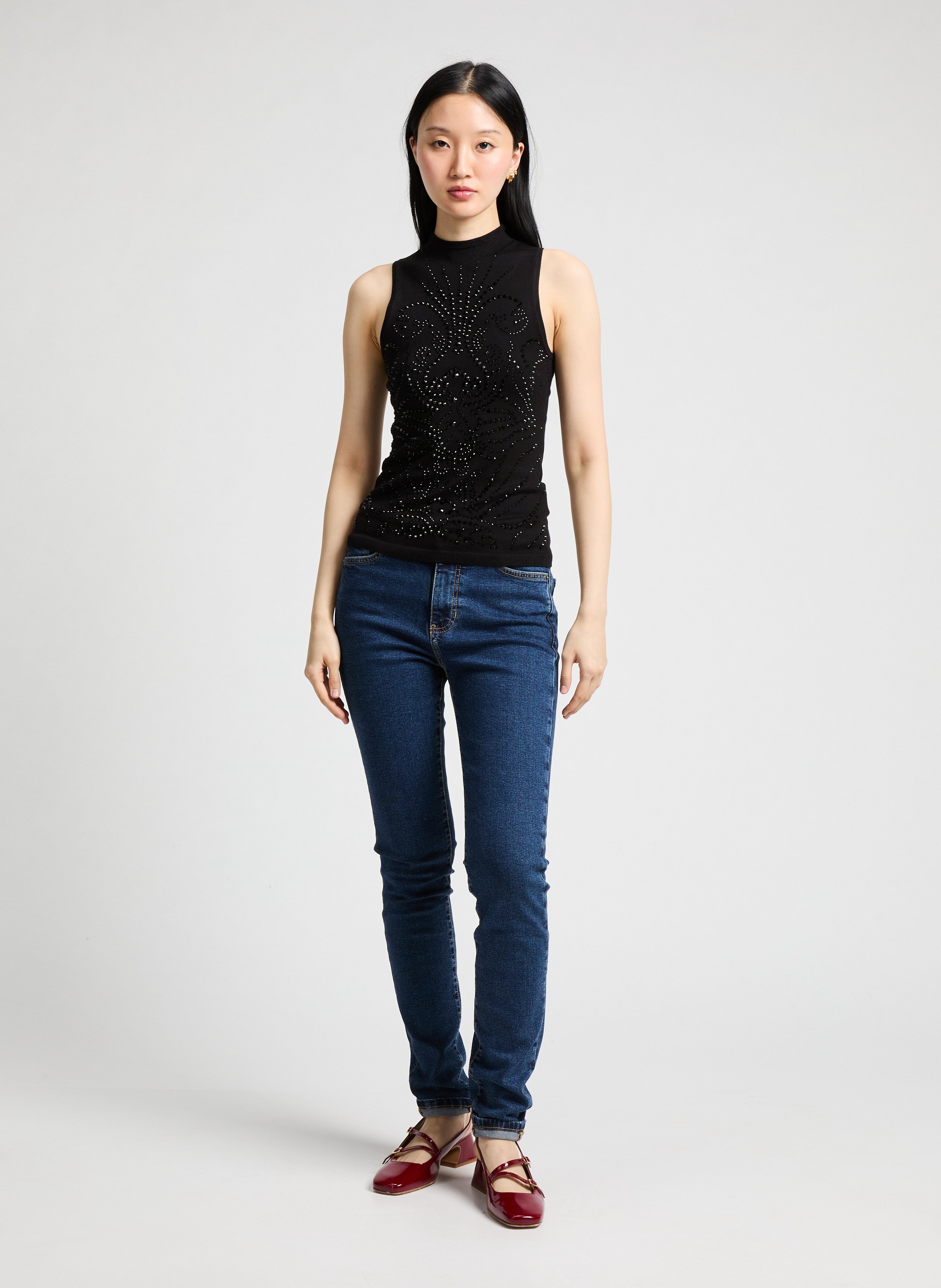 Top à logo GUESS Noir