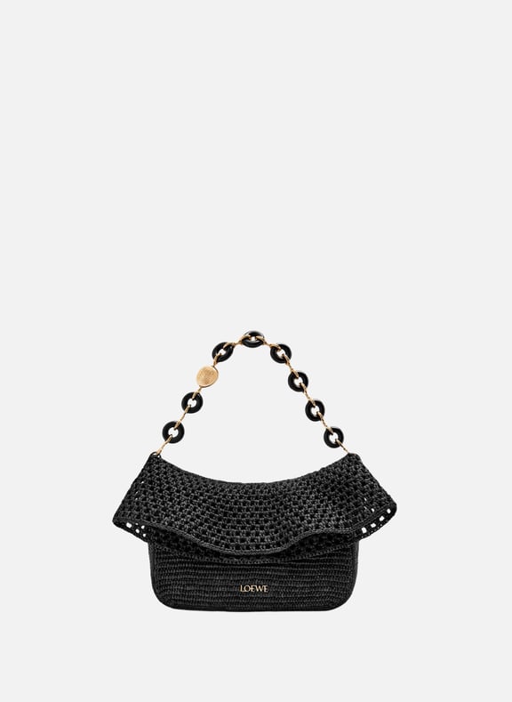 Medium raffia and leather Ola bag Black by LOEWE LOEWE Medium raffia and leather Ola bag Black
