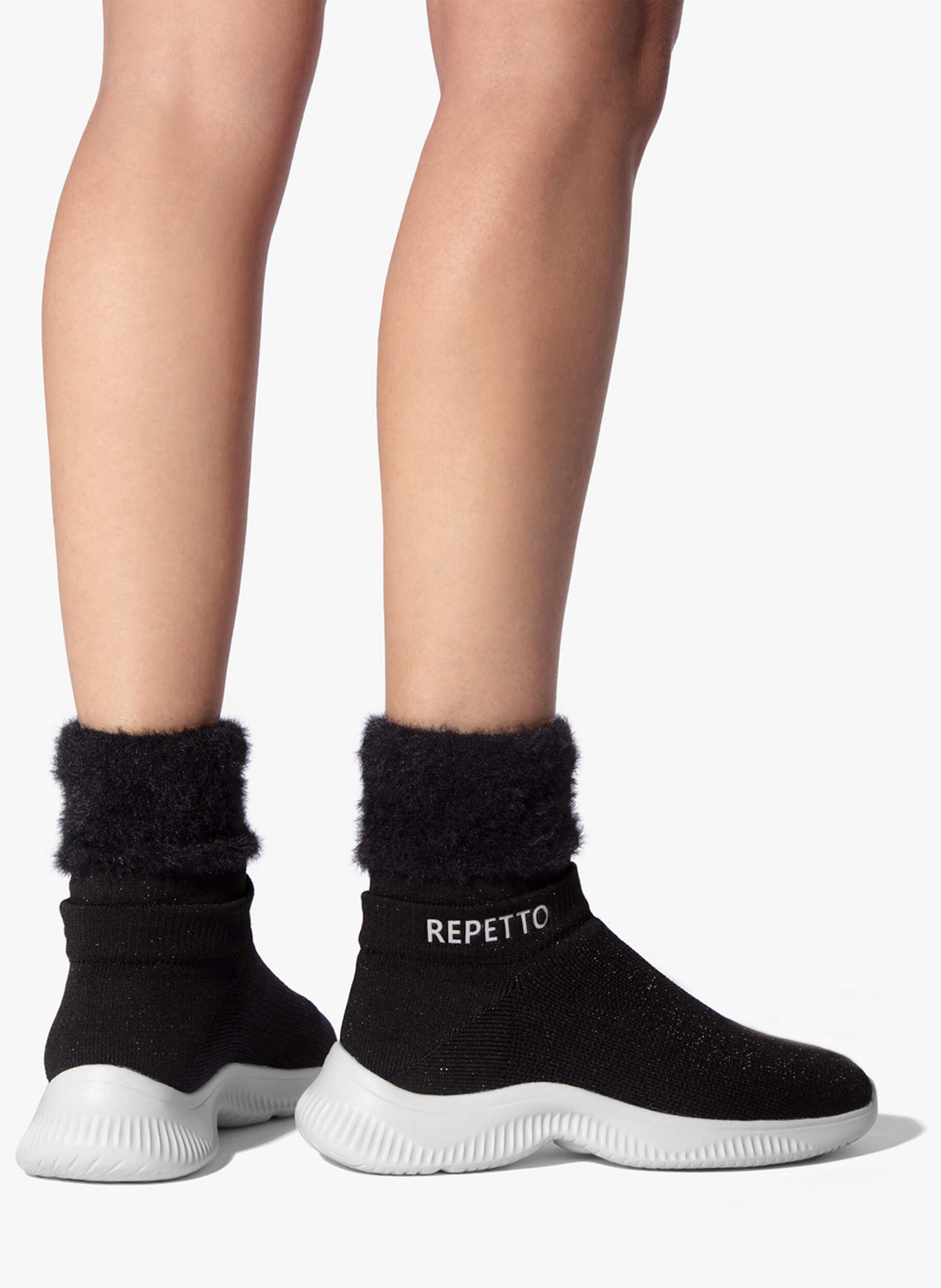 Baskets chaussettes en maille stretch REPETTO Noir