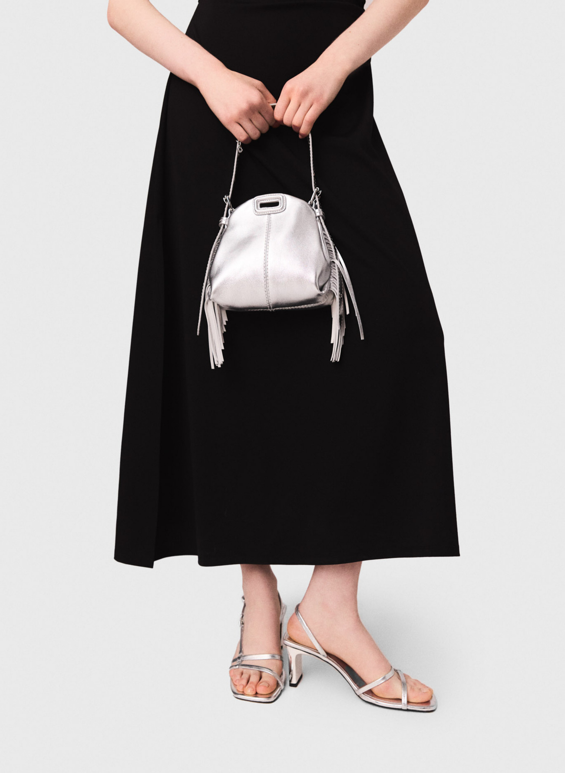 Robe longue cintrée col montant MAJE Noir