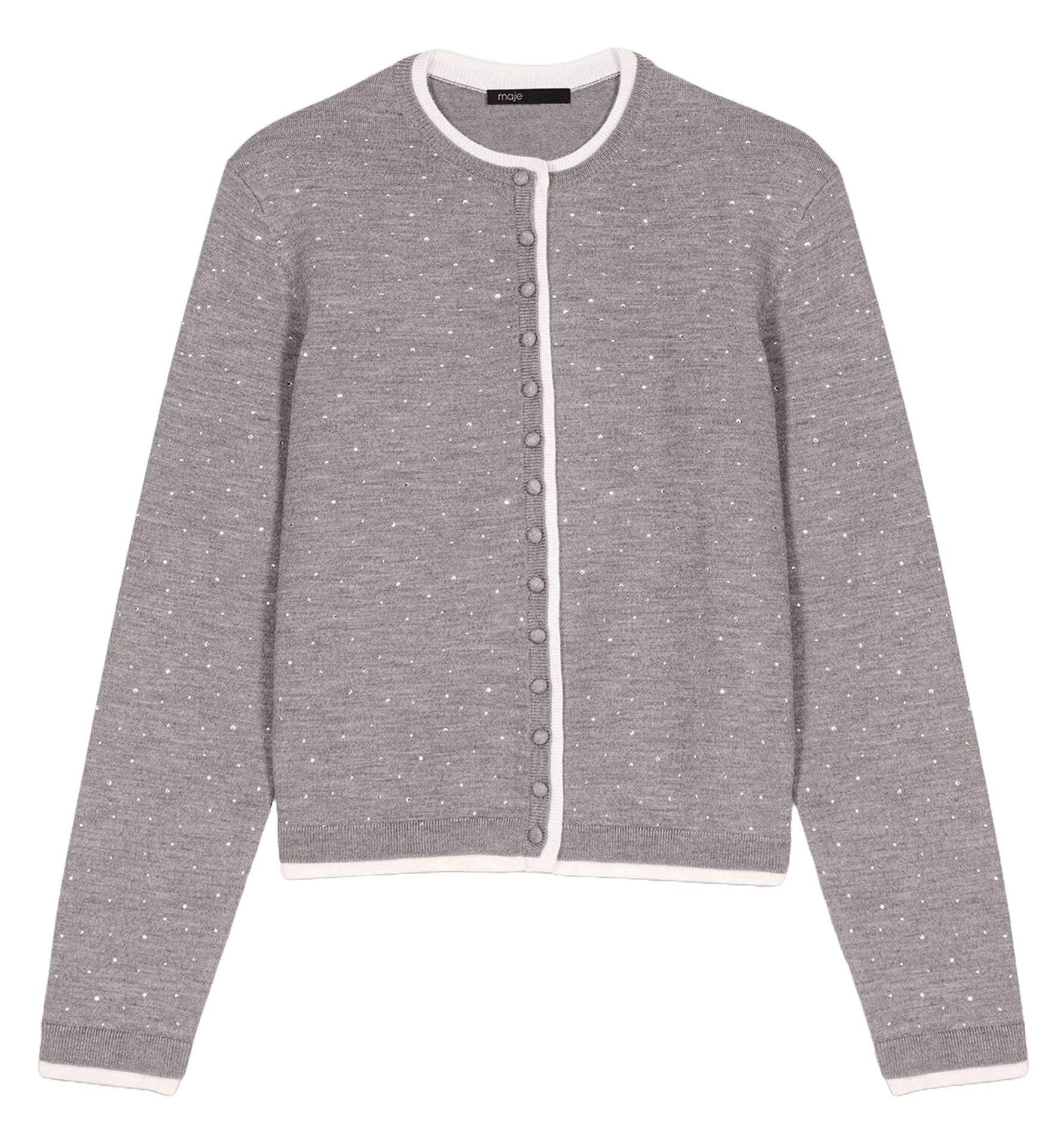 Cardigan droit en laine mélangée Gris