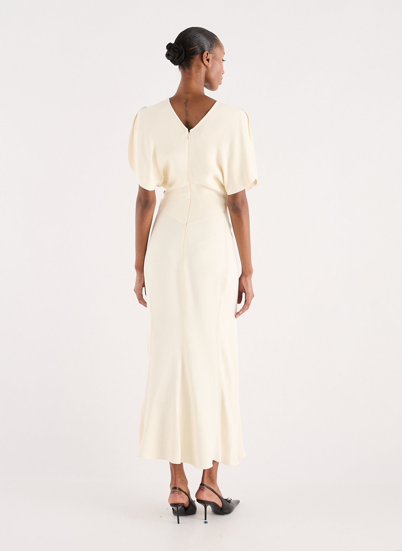 Embroidered maxi dress VICTORIA BECKHAM Beige