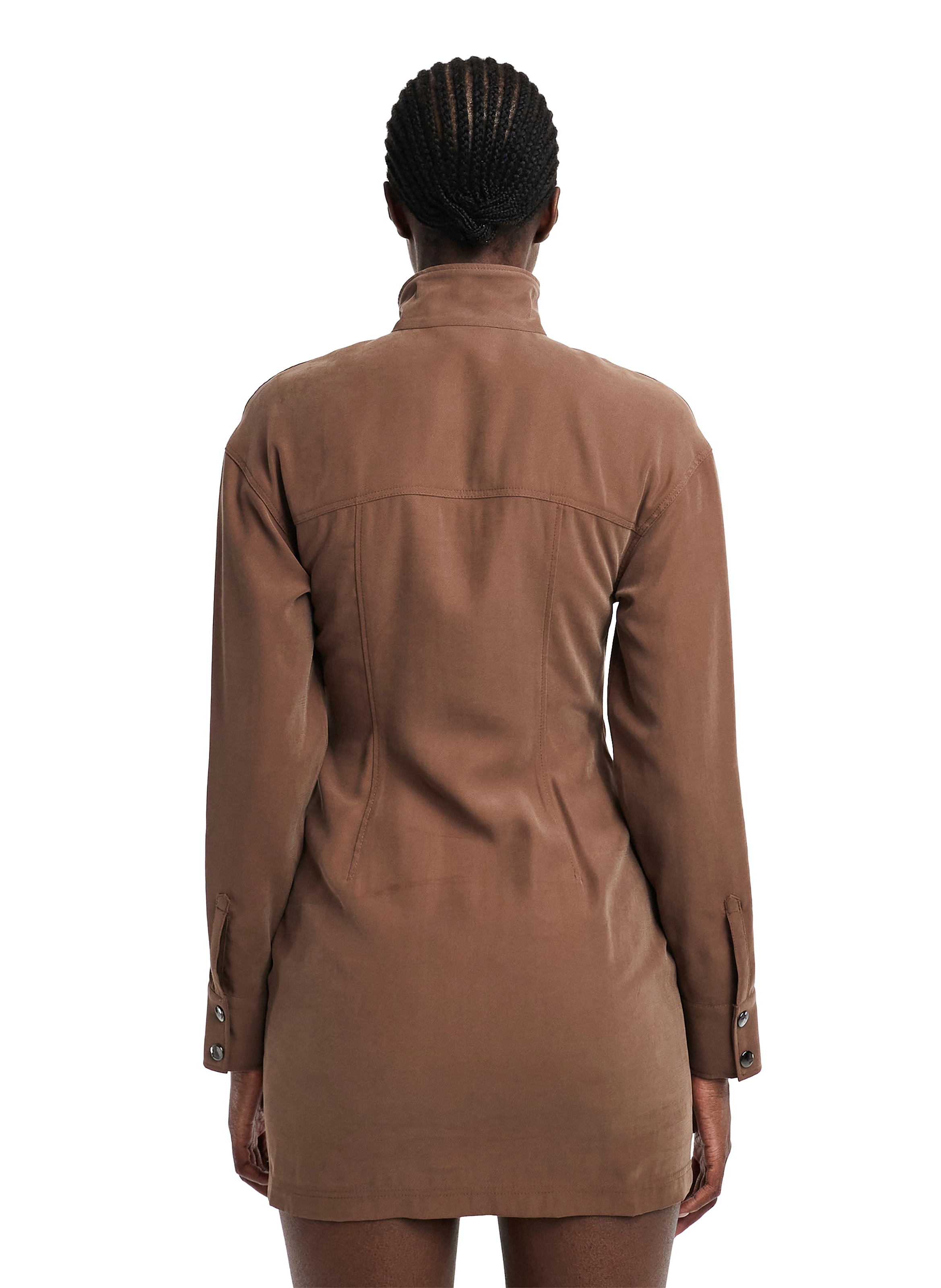 Kurzes Kleid mit langen Ärmeln und Stehkragen TOPSHOP Braun
