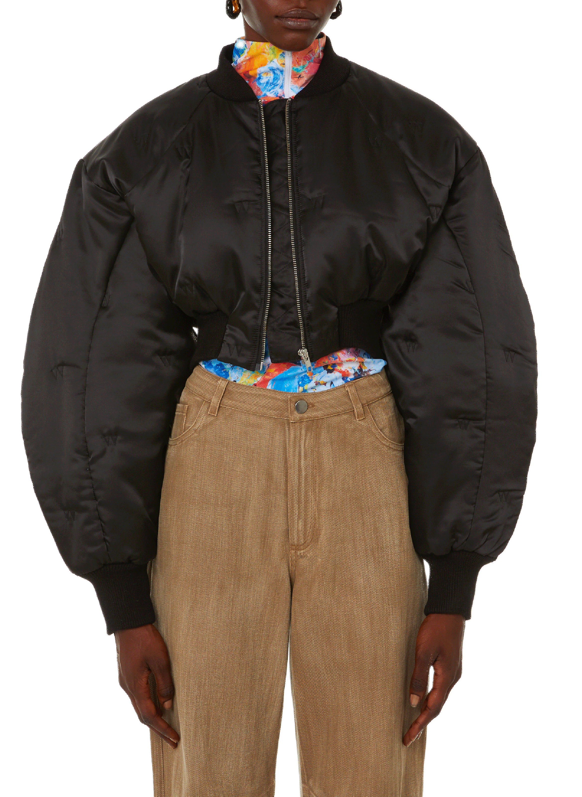 WEINSANTO Cropped bomber jacket Black