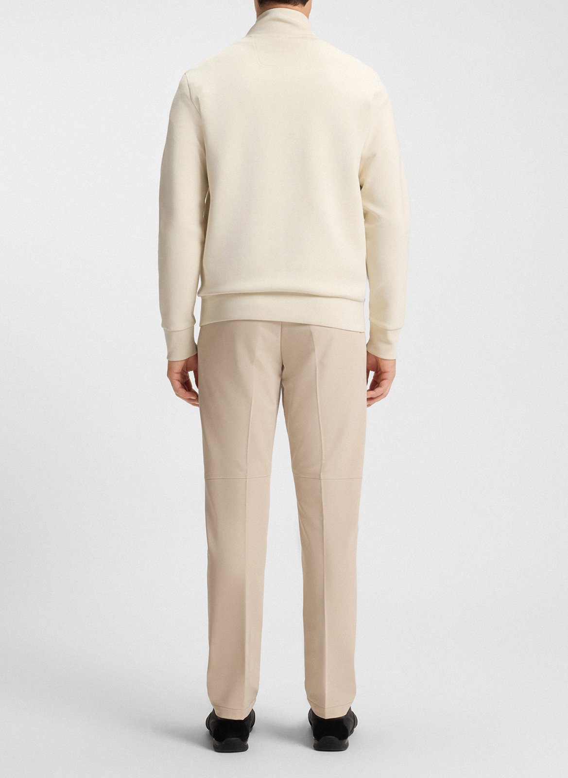 Sweat droit zippée sérigraphié en coton stretch BOSS Blanc