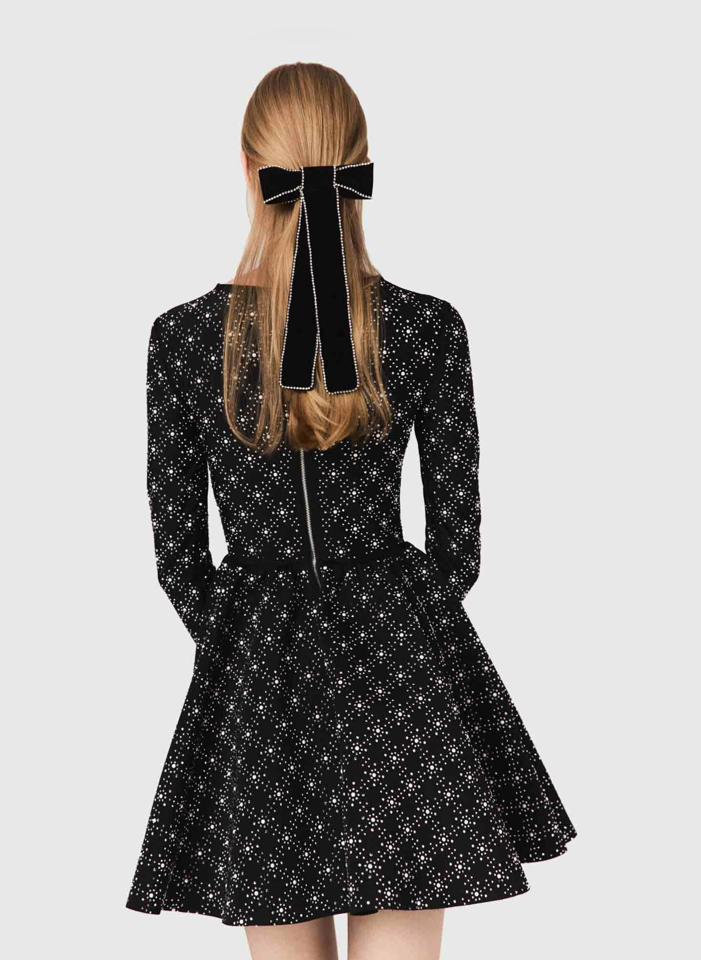 Robe courte imprimée col rond MAJE Noir