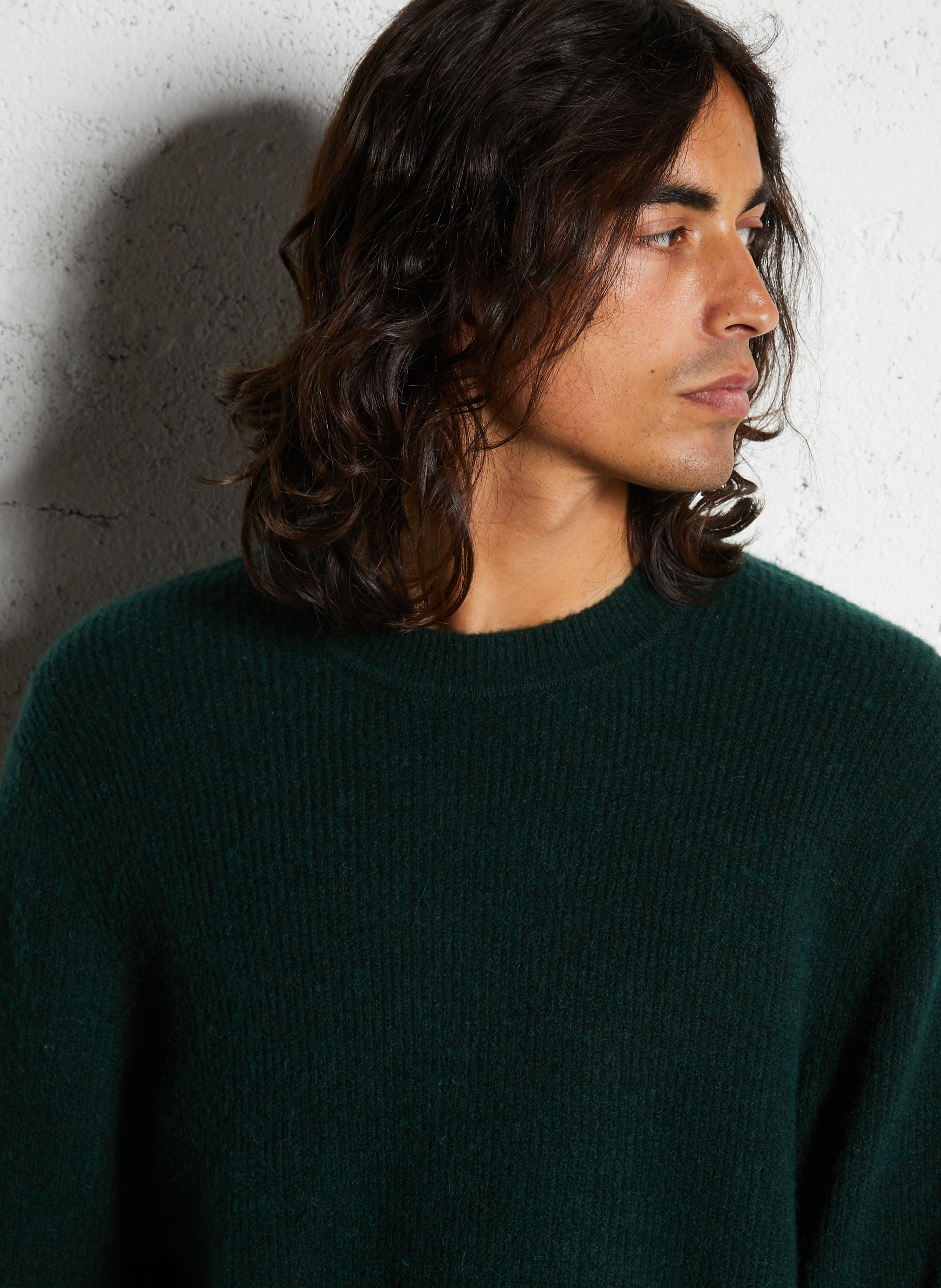 Pull col rond droit en tricot mousseux IKKS Vert