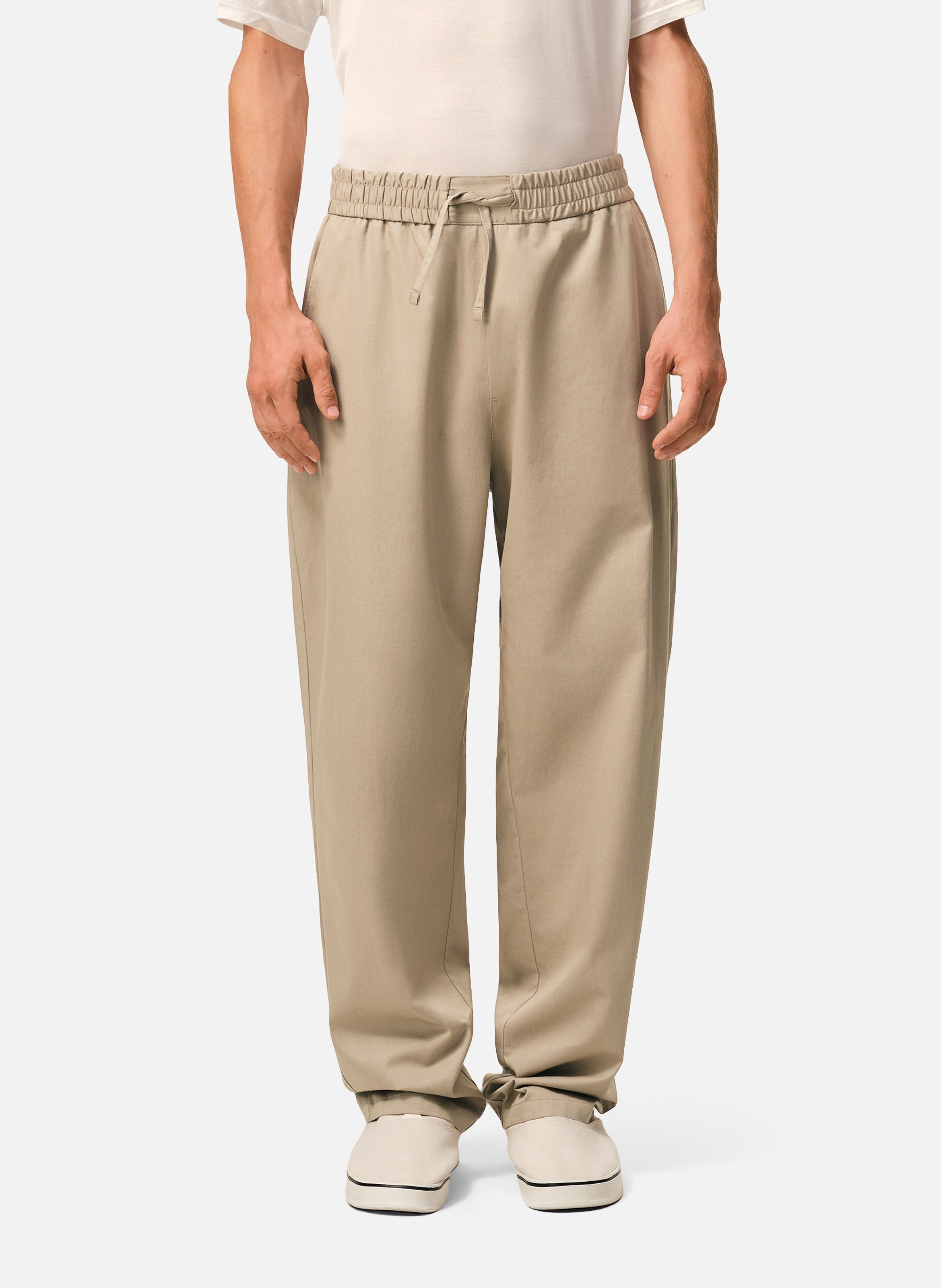 Pantalon taille elastiquée en coton AMI PARIS Beige