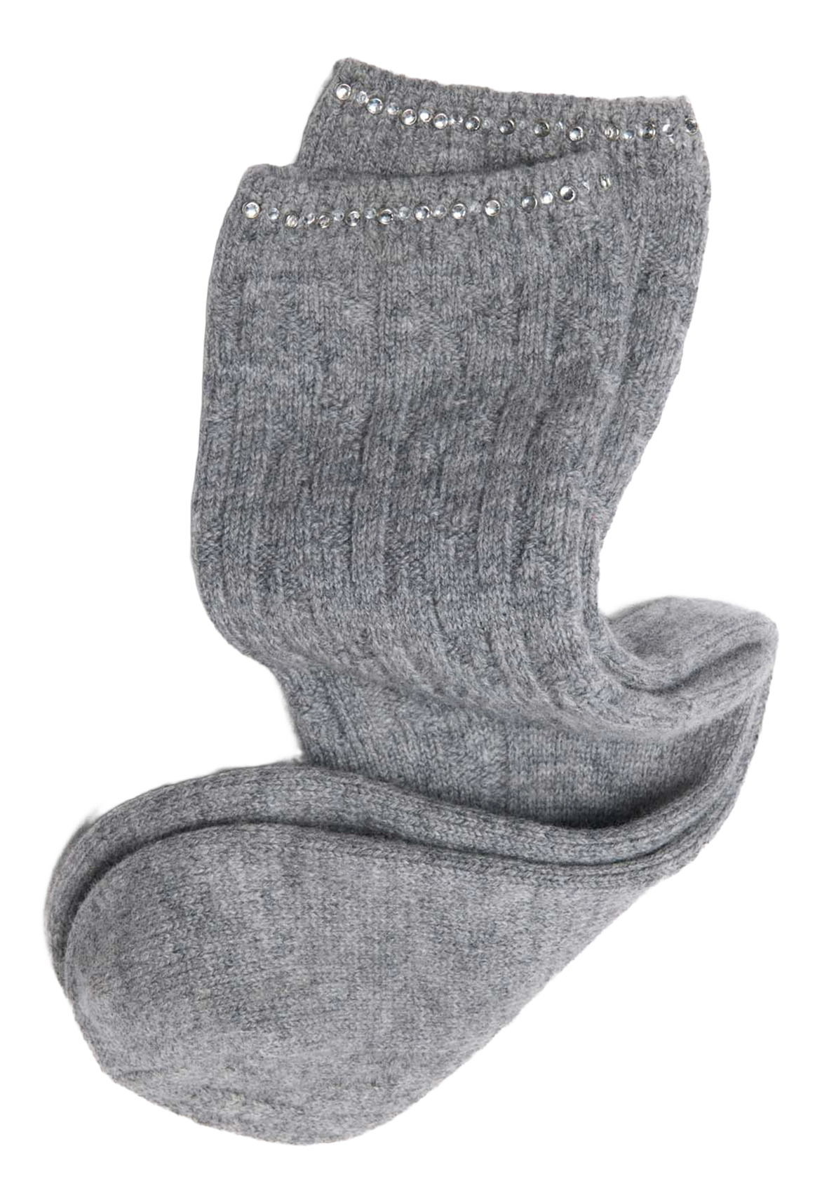 Chaussettes hautes brodées en laine mélangée MAJE Gris