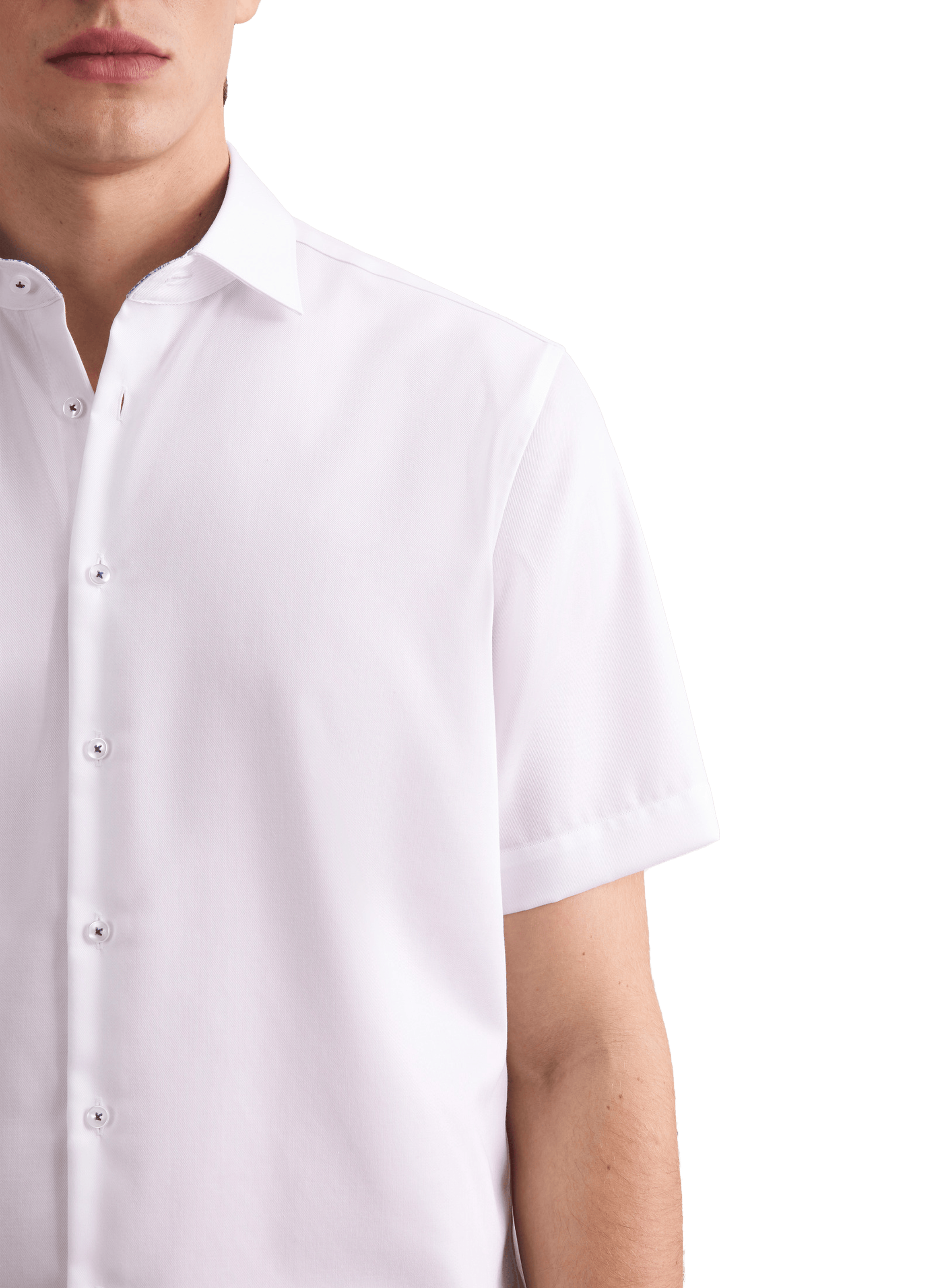 Chemise unie à manches courtes en lin SEIDENSTICKER Blanc