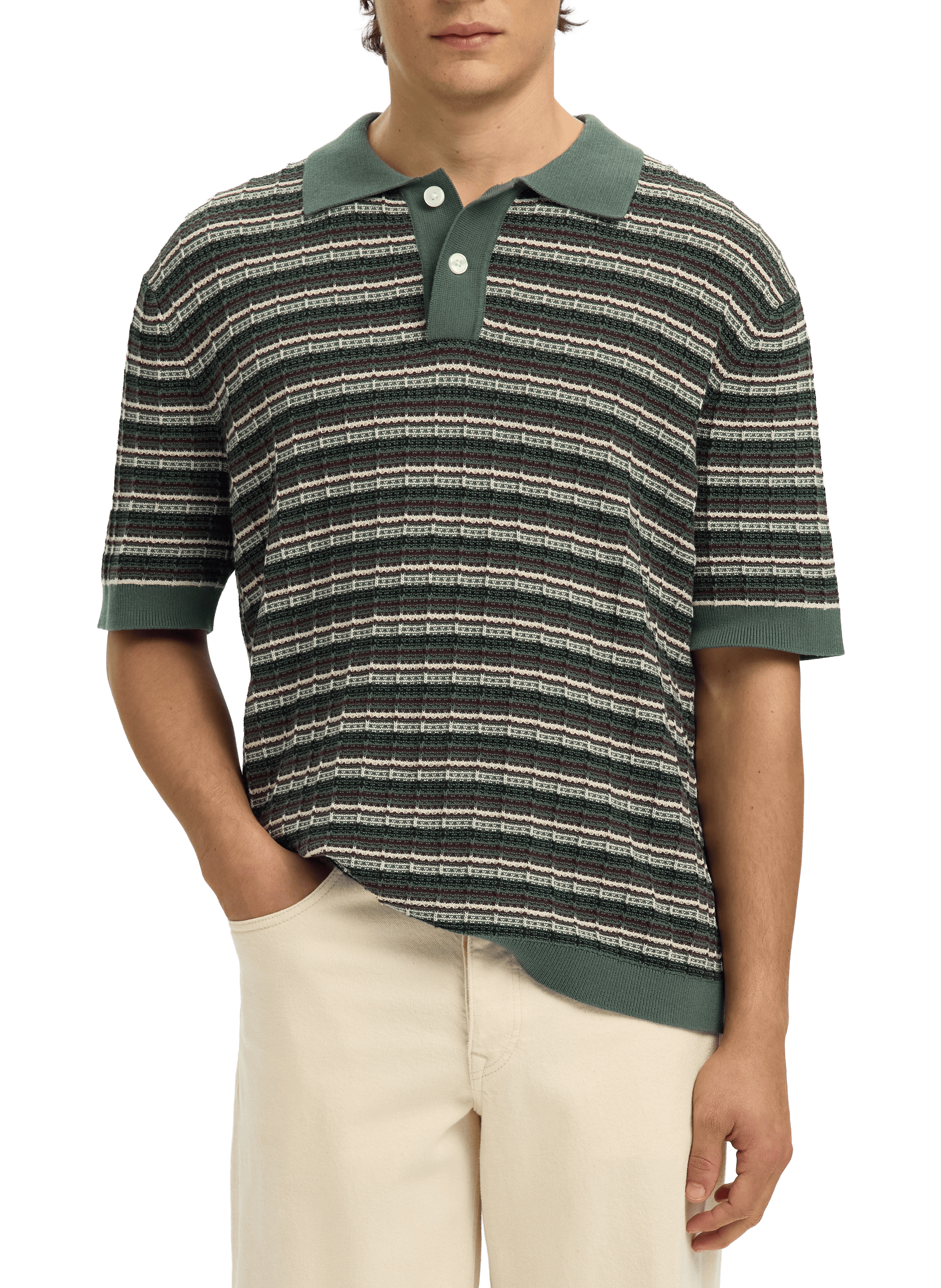 Polo manches courtes en coton SELECTED Vert