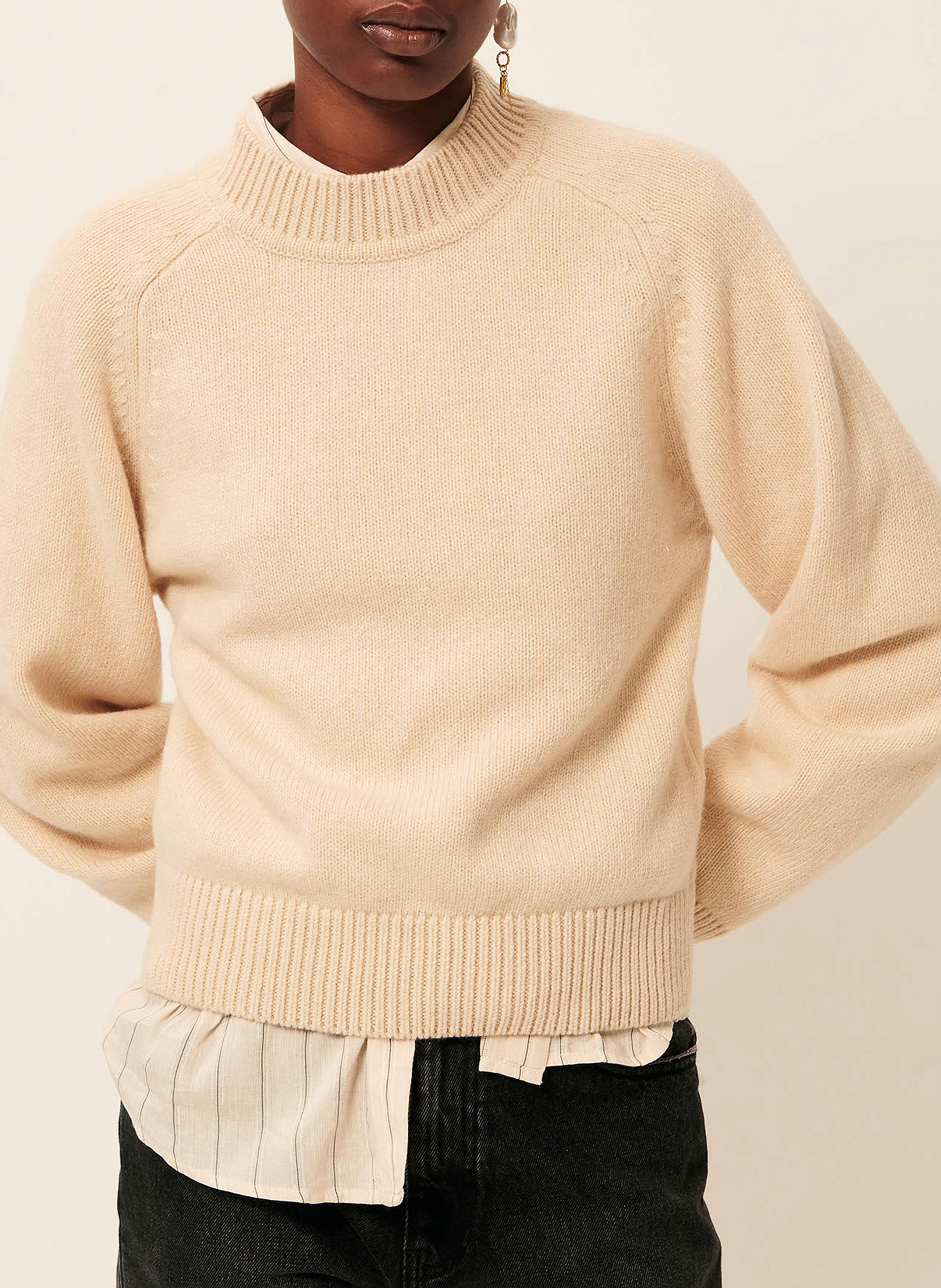 Pull droit en laine mélangée dalan SESSUN Beige