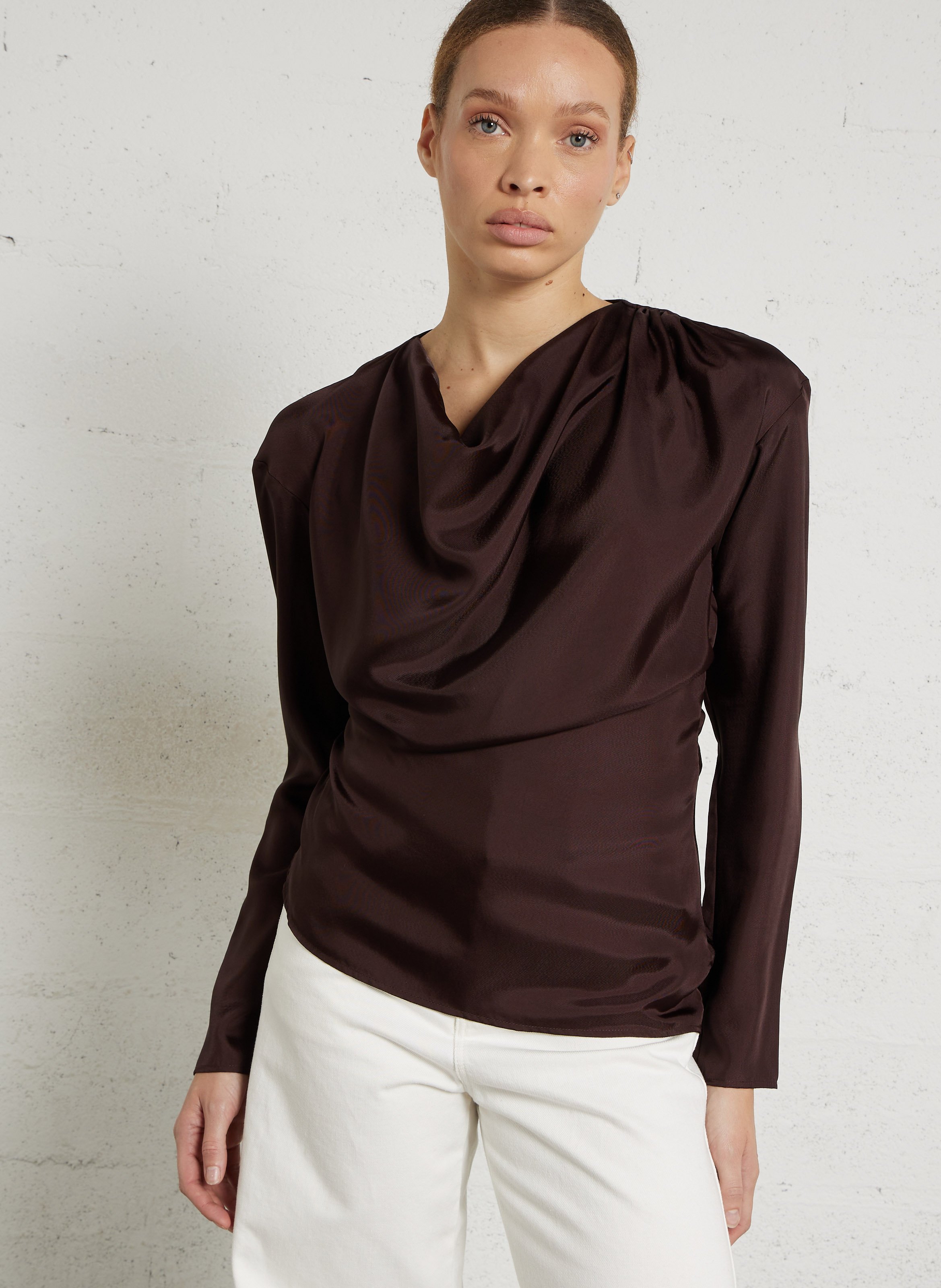 Blouse asymétrique cintrée col bénitier Fresia SOEUR Violet