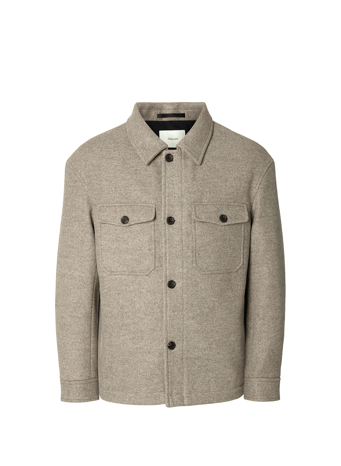 Chemise droite à col américain SELECTED Marron