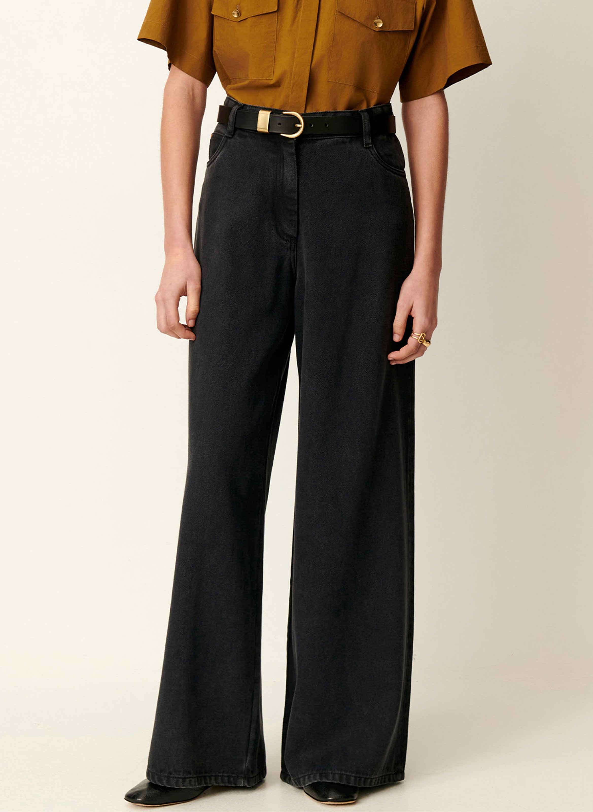 Jean ample taille haute en denim dalt SESSUN Noir