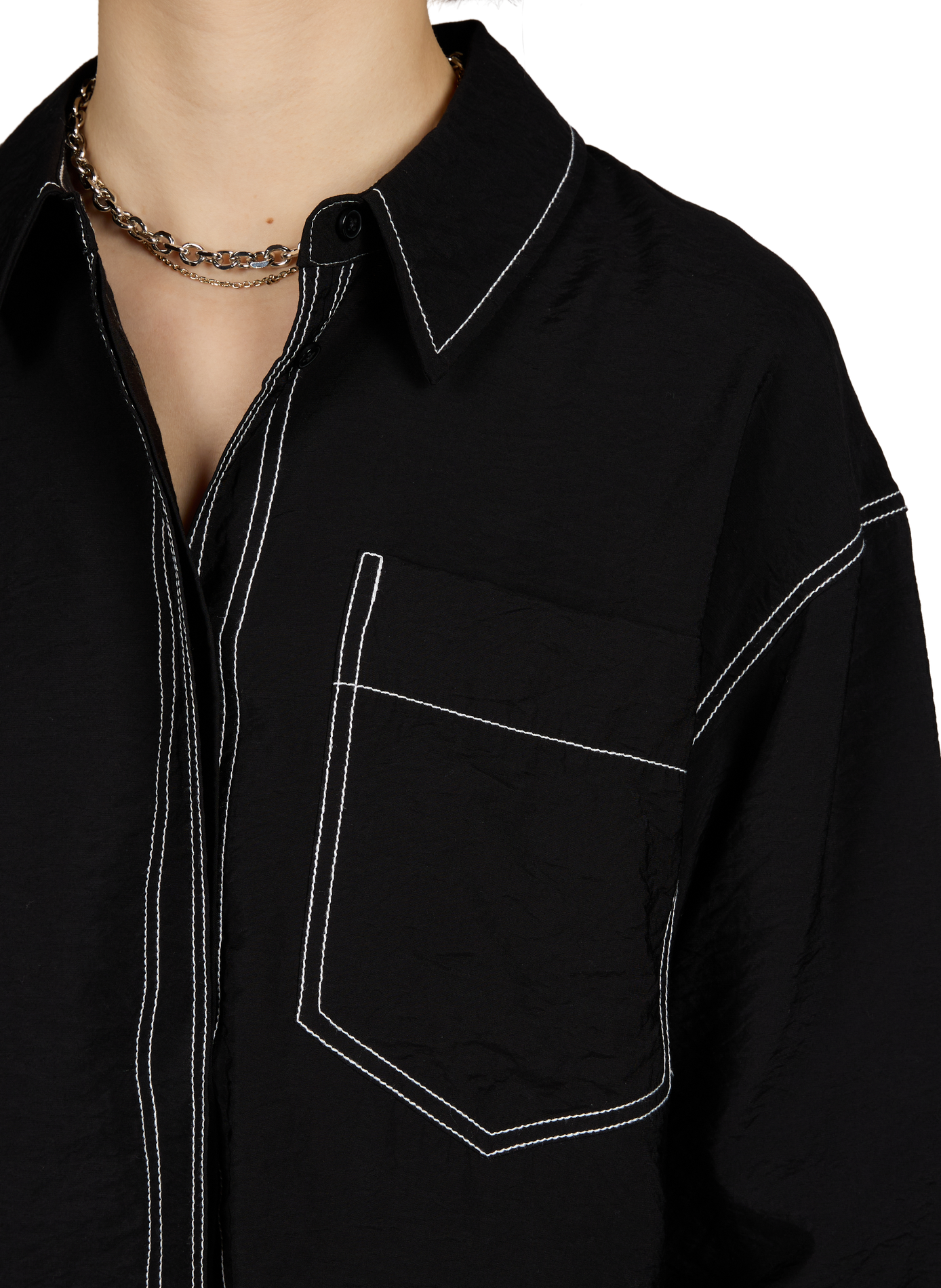 Chemise avec coutures contrastées OBJECT Noir