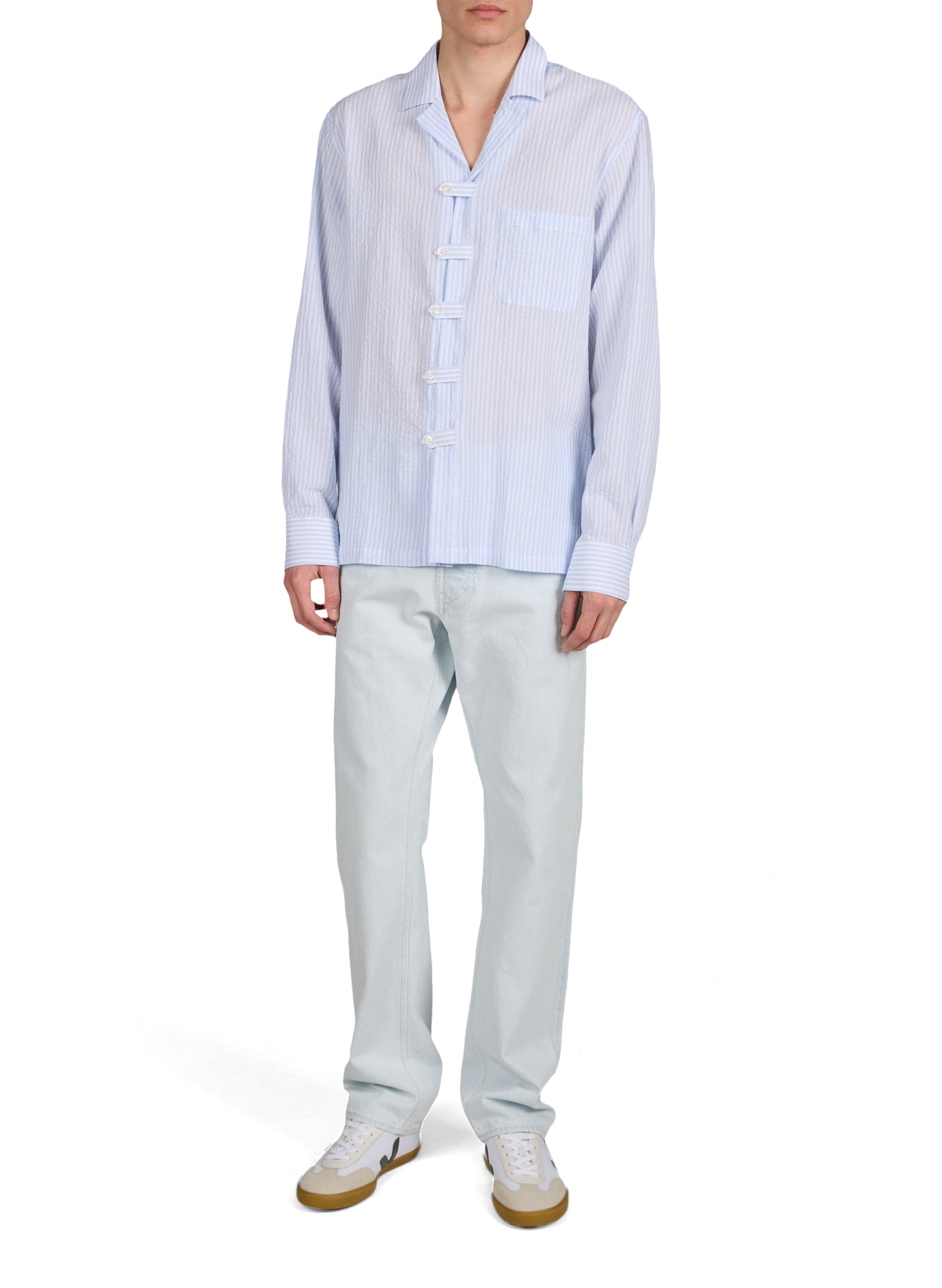 Striped cotton blend shirt OFFICINE GENERALE Blue