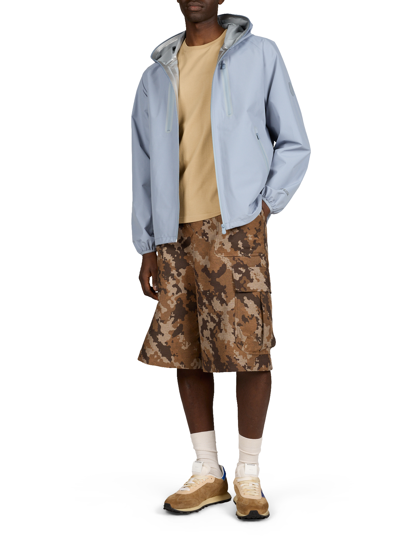 Mixed suede leather sneakers RUN OF Beige