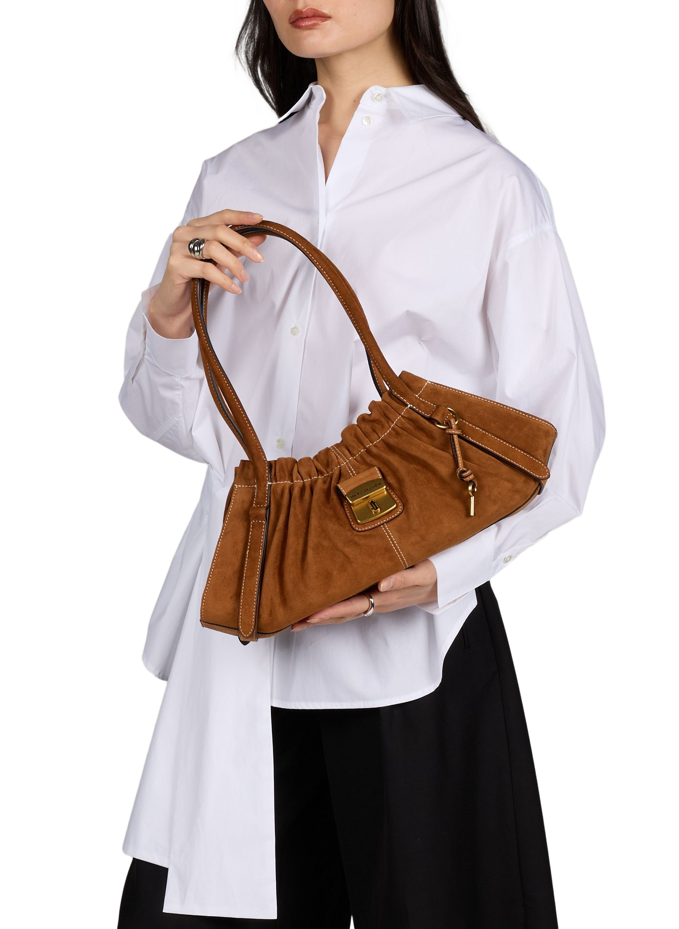 Suede leather handbag The Satchel MARC JACOBS Brown