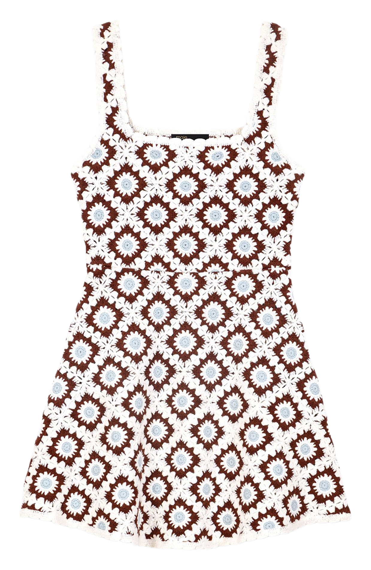 Robe courte évasée en coton mélangé MAJE Marron