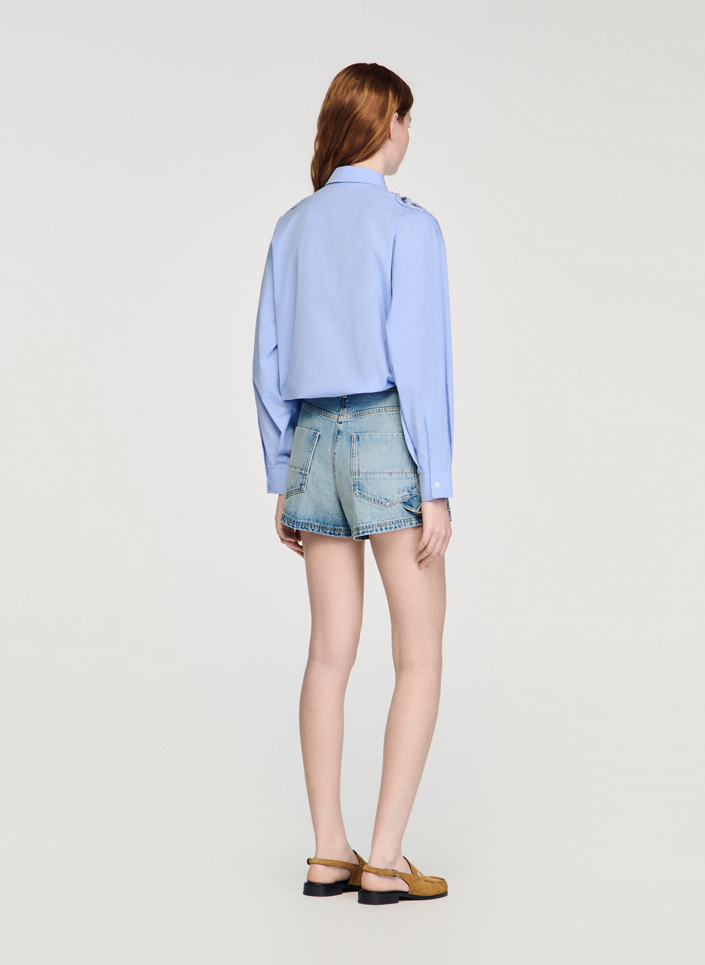 Chemise en coton col classique SANDRO Bleu