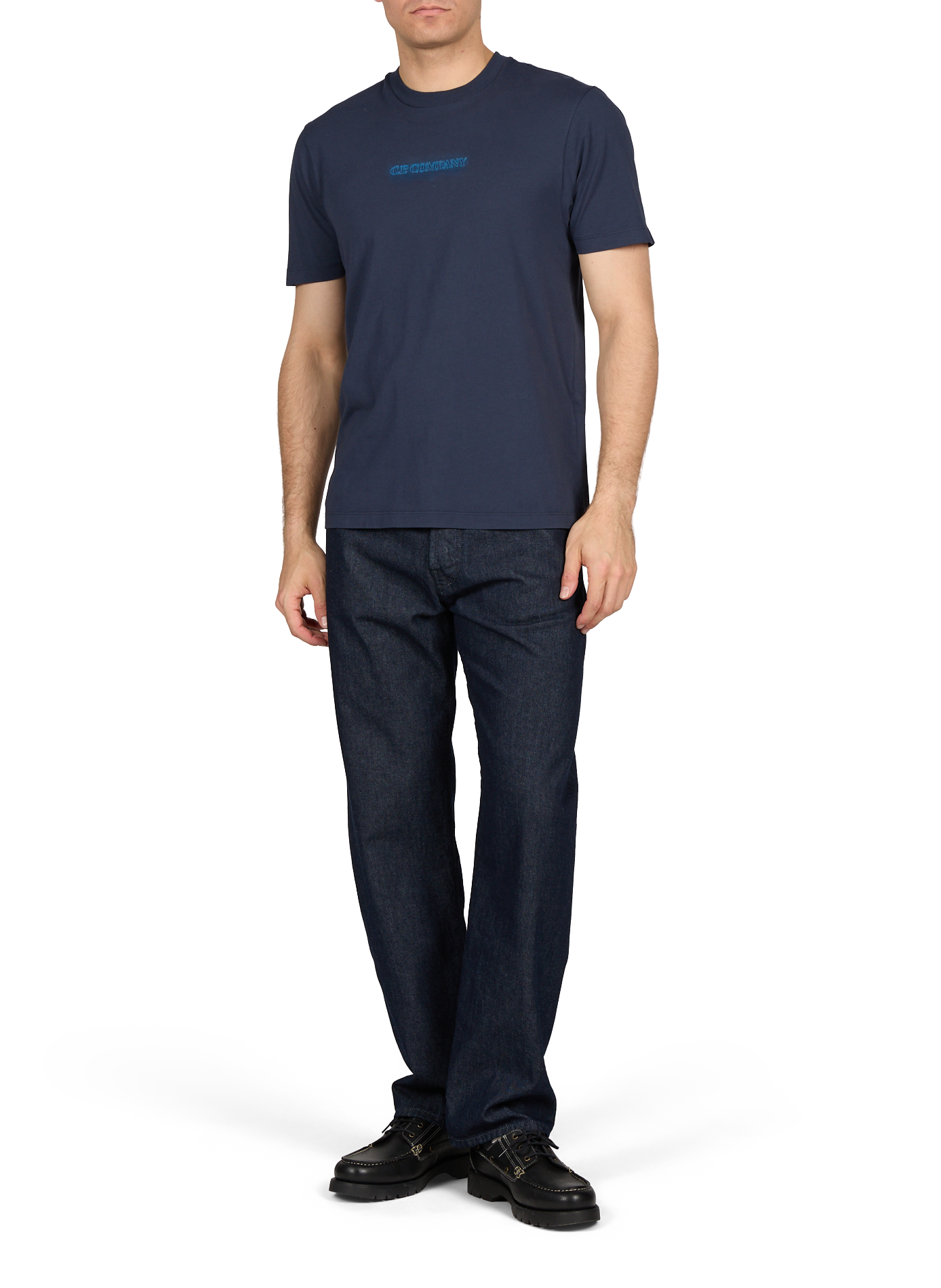 Biker-style cotton t-shirt CP COMPANY Blue