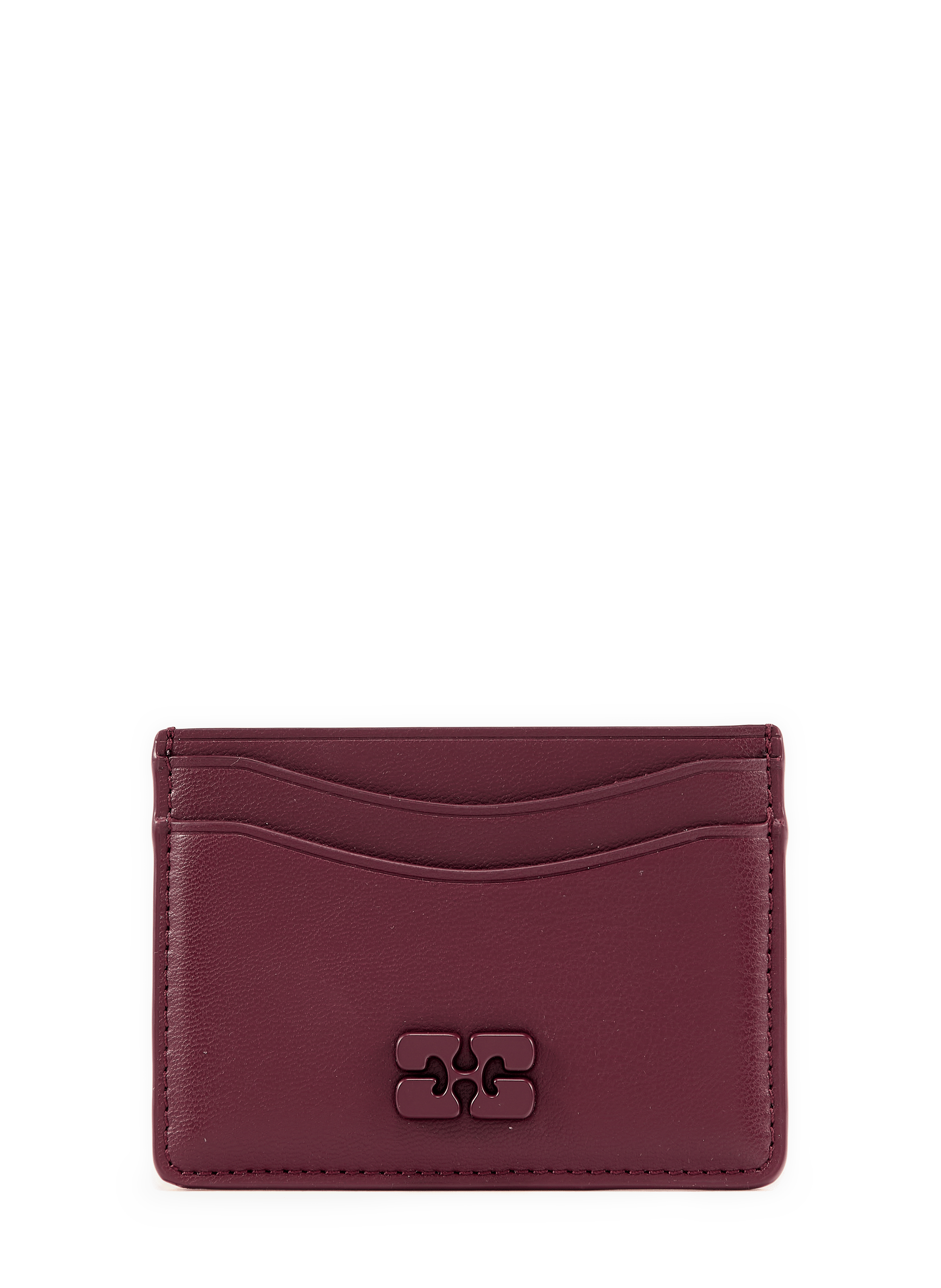 Grained mixed leather card holder GANNI Red