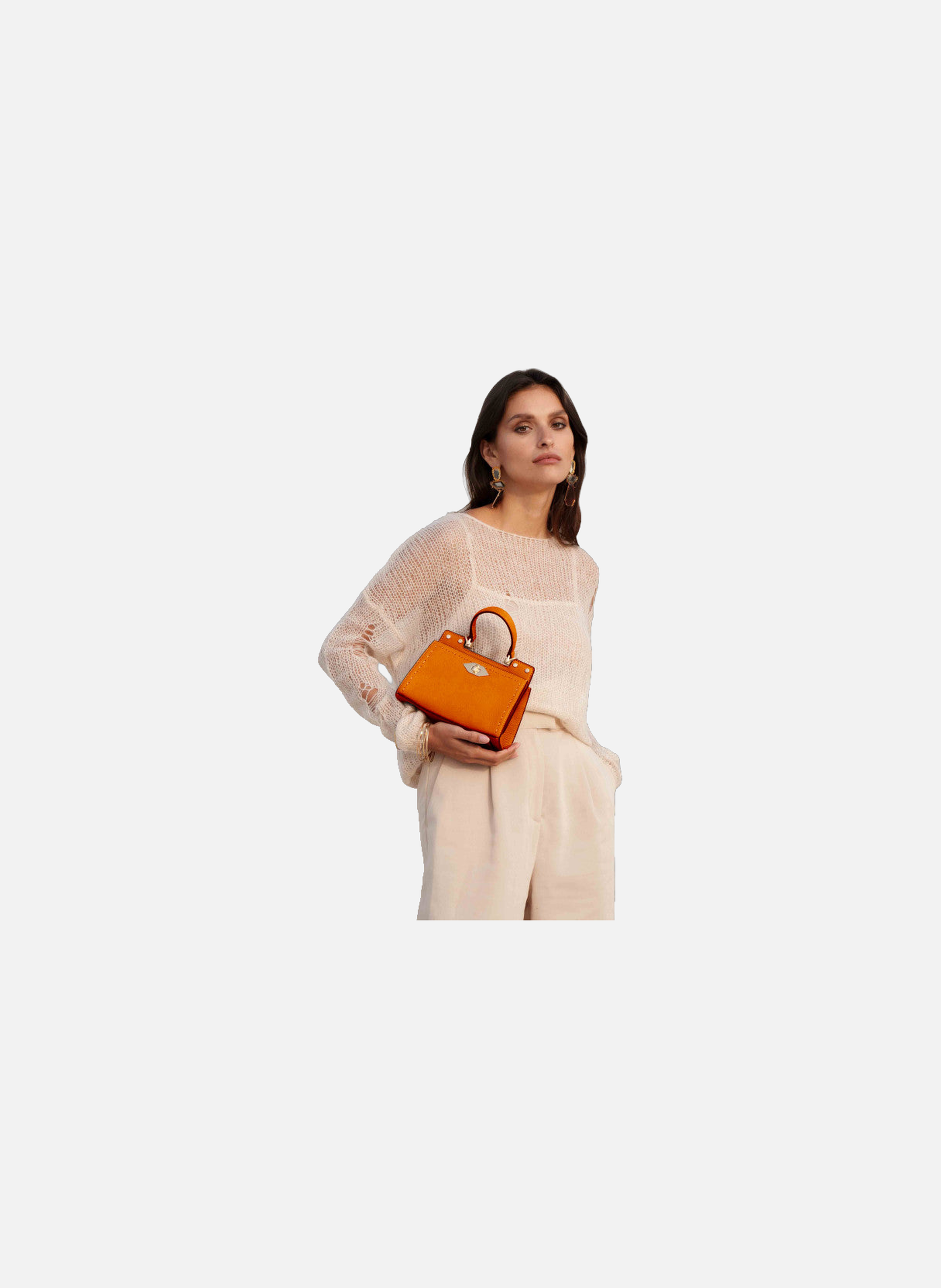 Trianon | sac à main micro en cuir de vachette POURCHET Orange