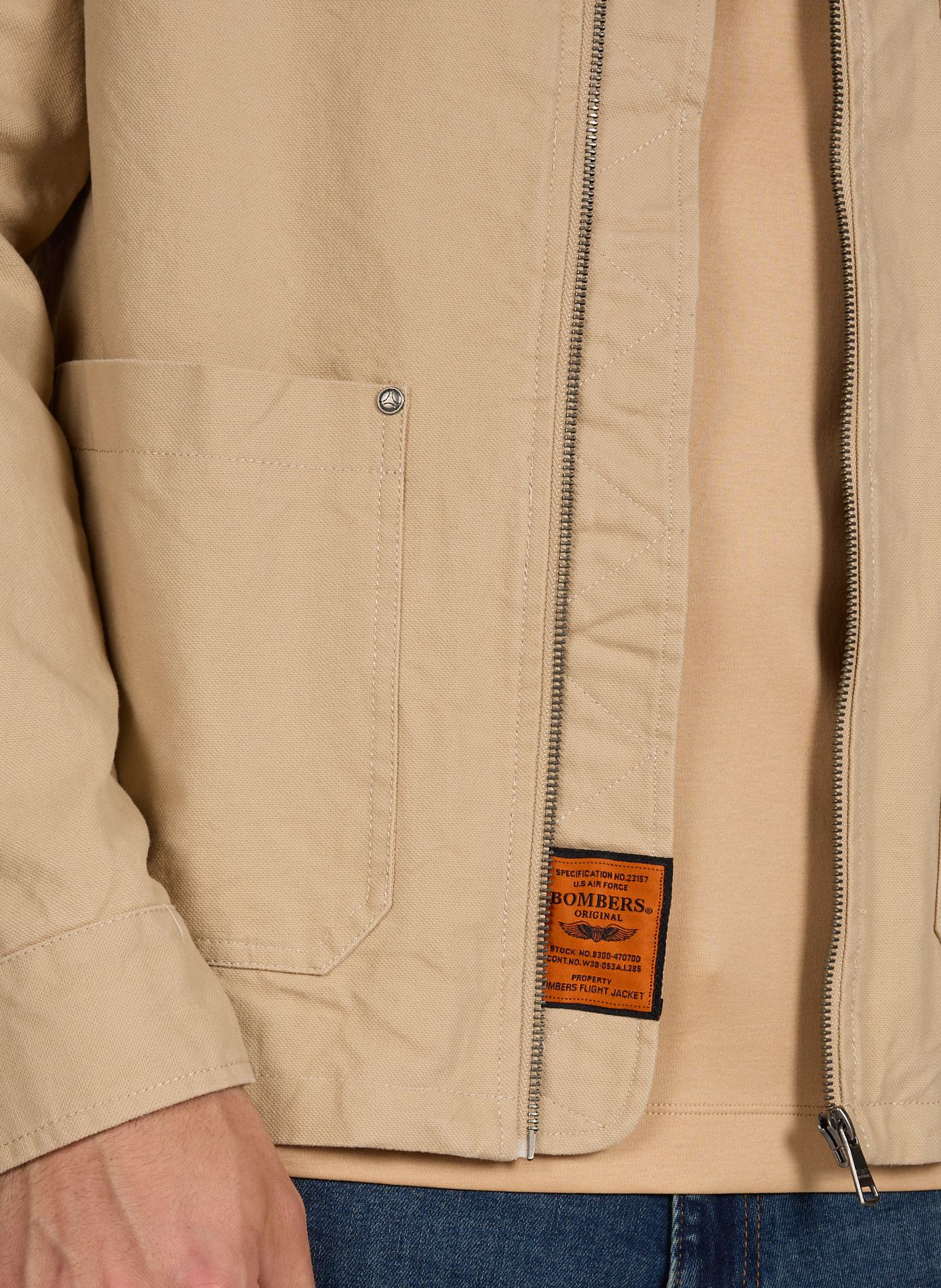Veste col classique velours côtelé en coton BOMBERS ORIGINAL Beige