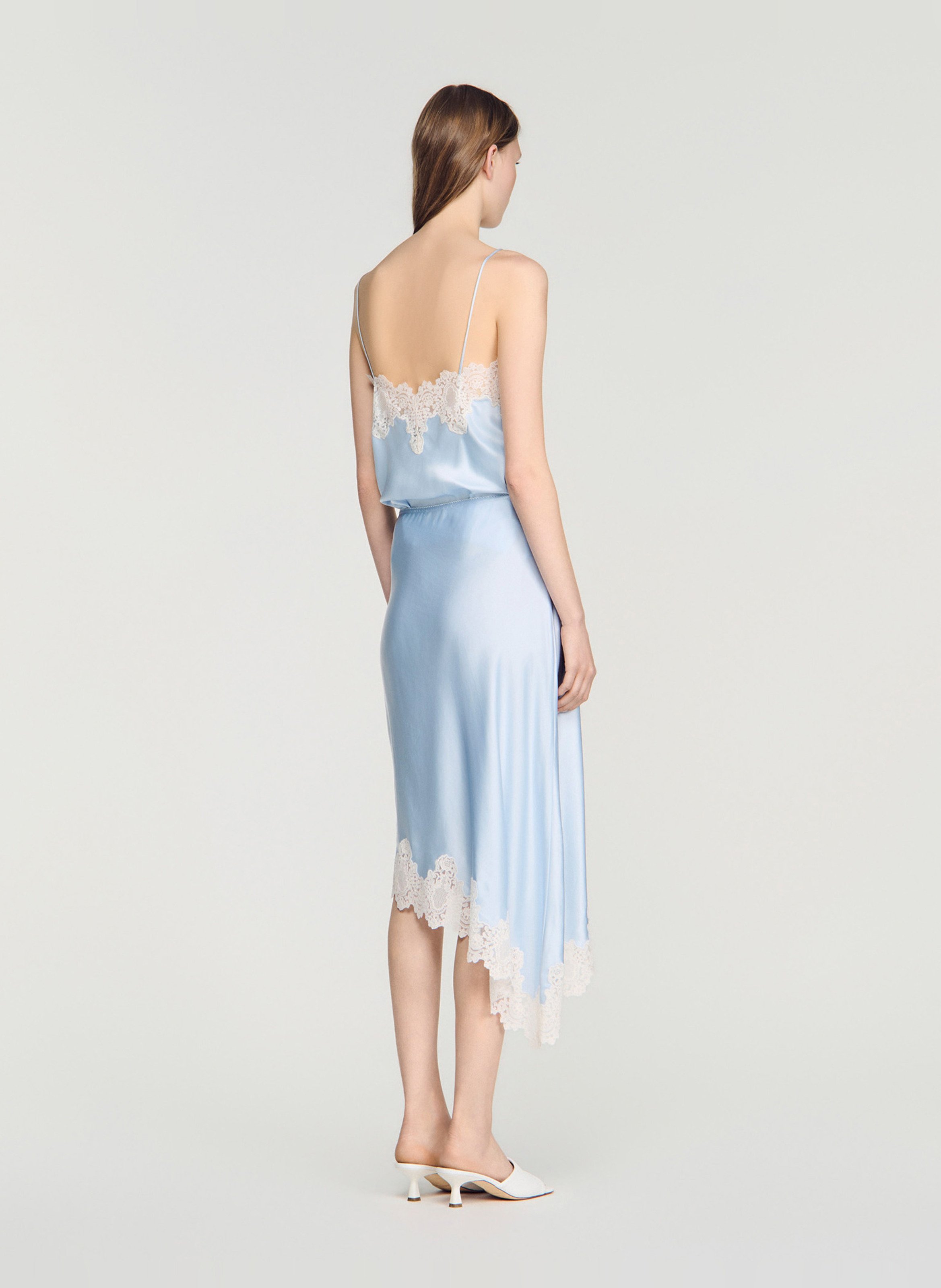 Jupe midi asymétrique SANDRO Bleu