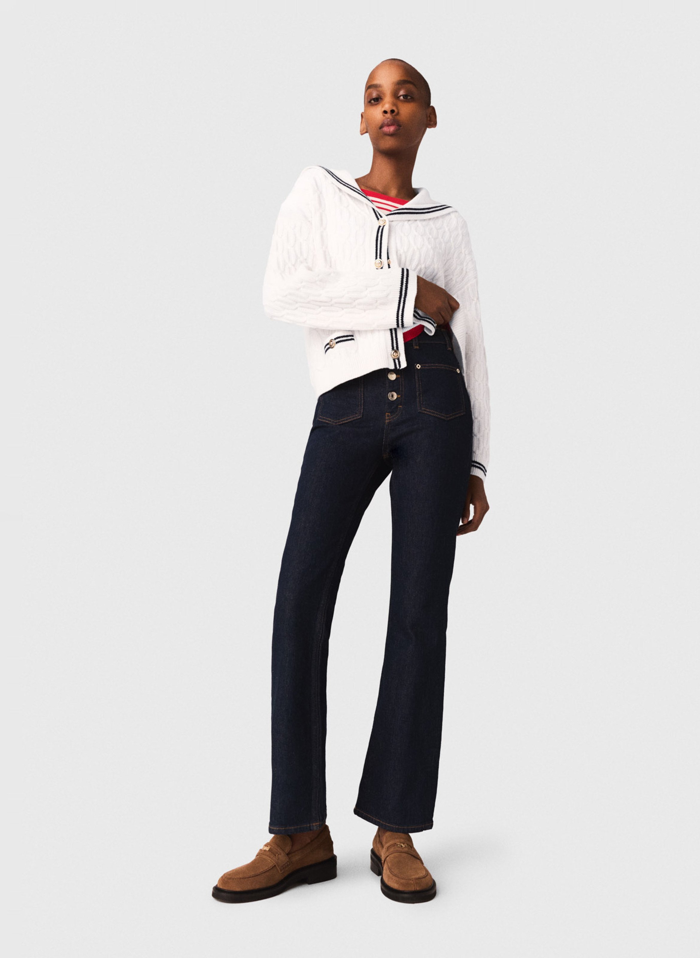 Jean droit taille haute MAJE Bleu