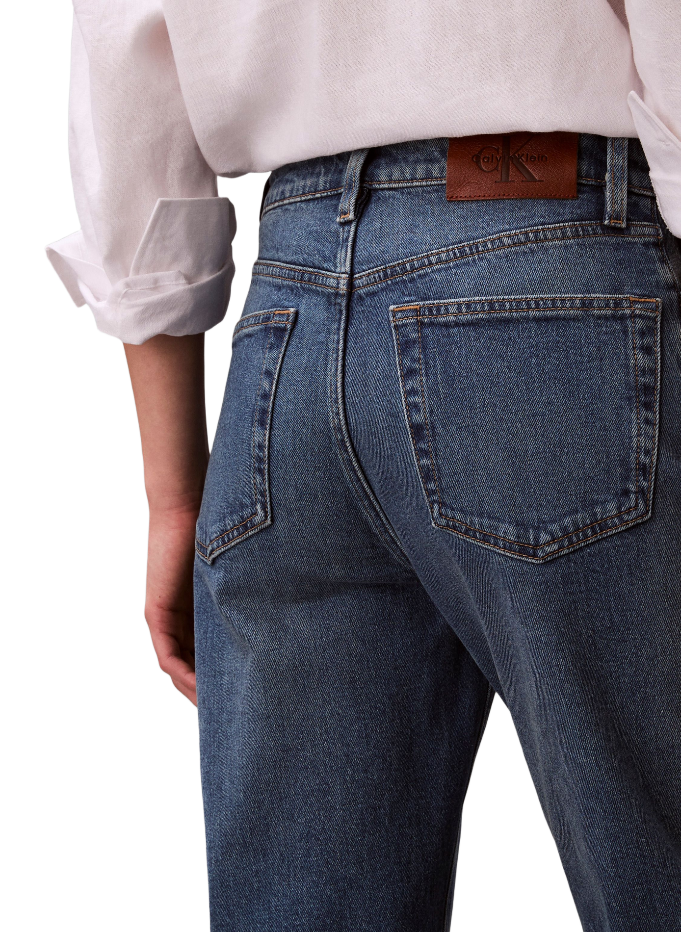 High-waisted straight leg jeans in a cotton blend CALVIN KLEIN Blue