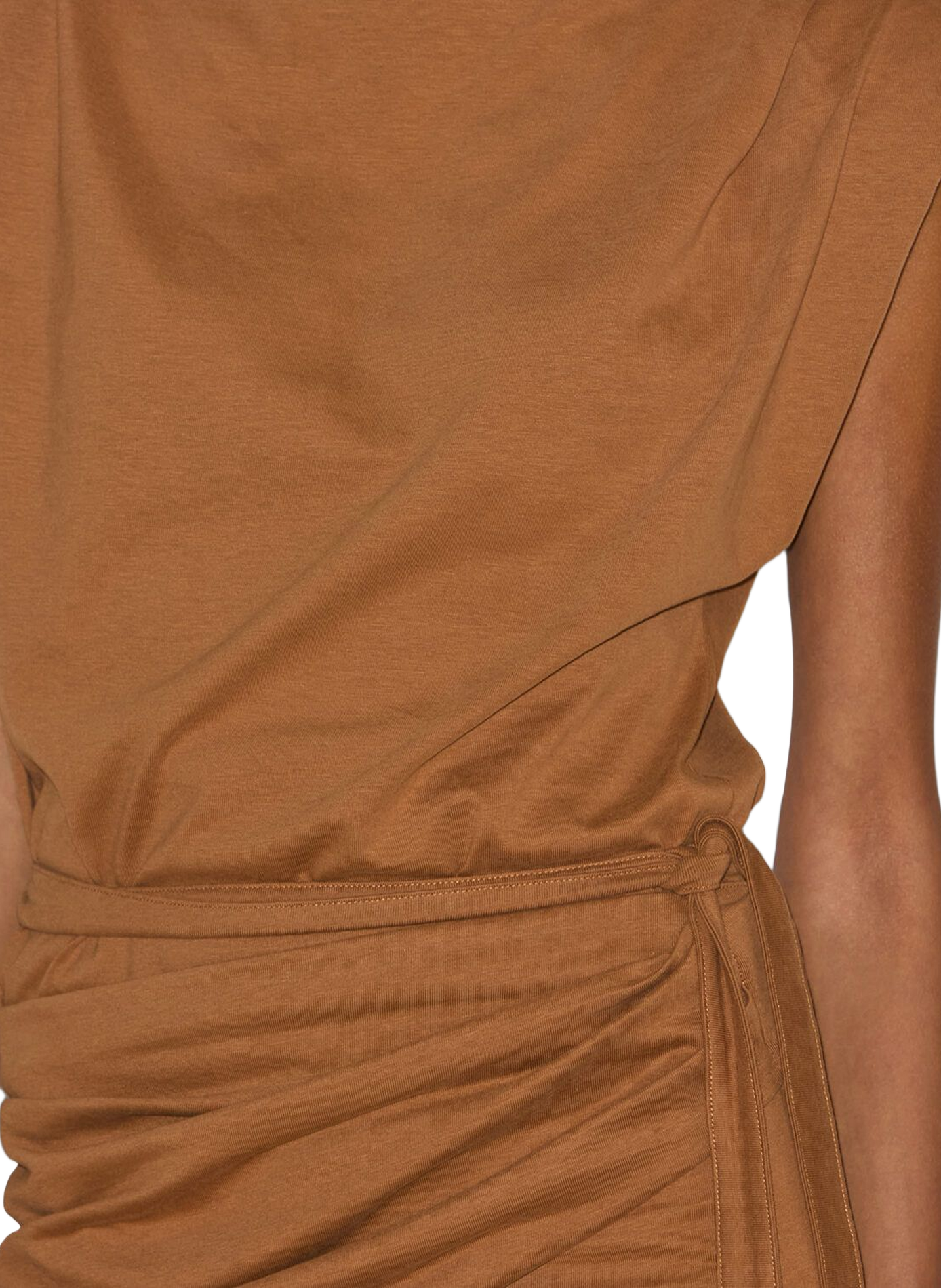 Kurzes gerafftes Marielle-Kleid aus Baumwolljersey ISABEL MARANT Braun