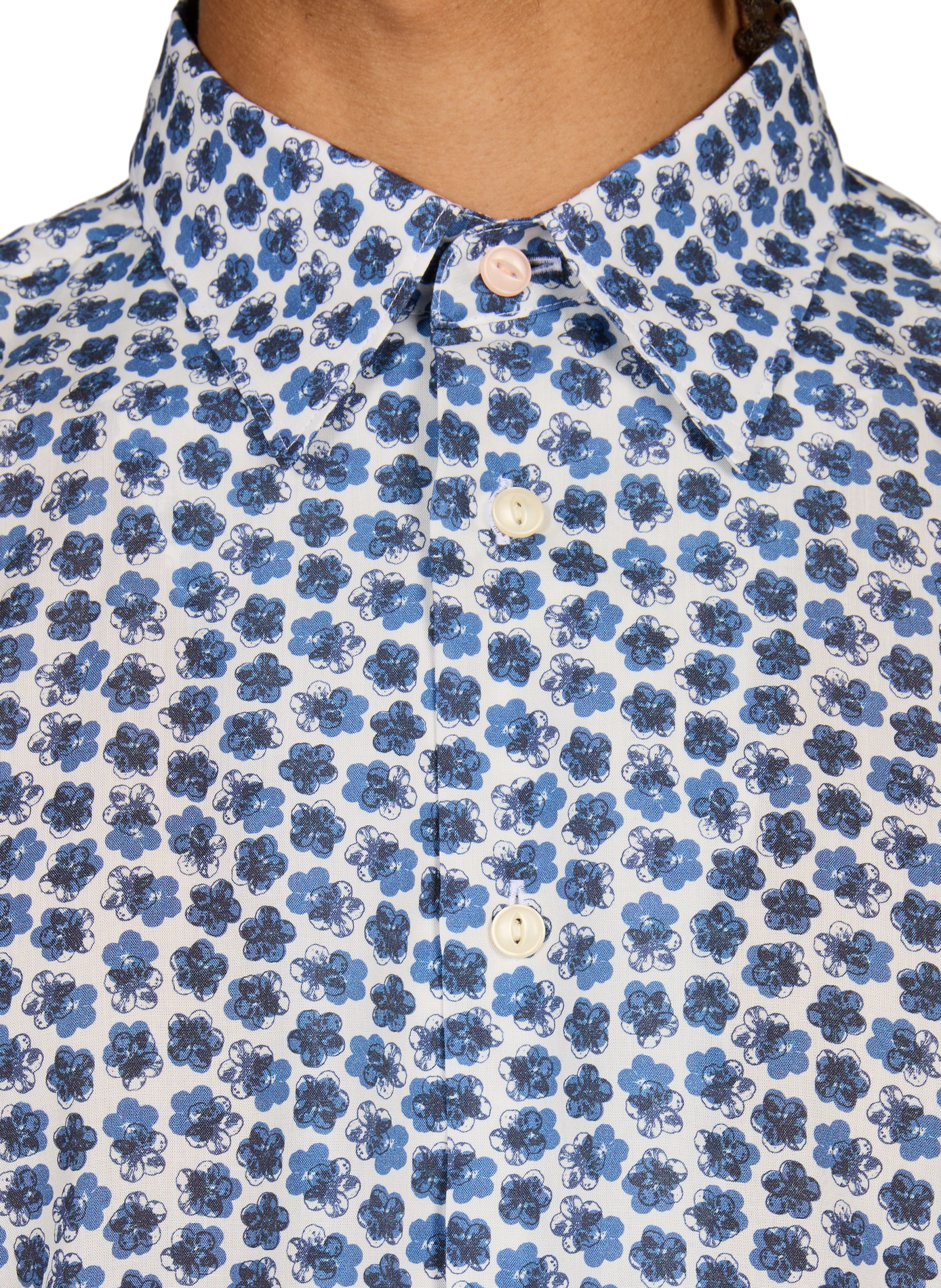 Chemise droite à motif fleuri PAUL SMITH Bleu