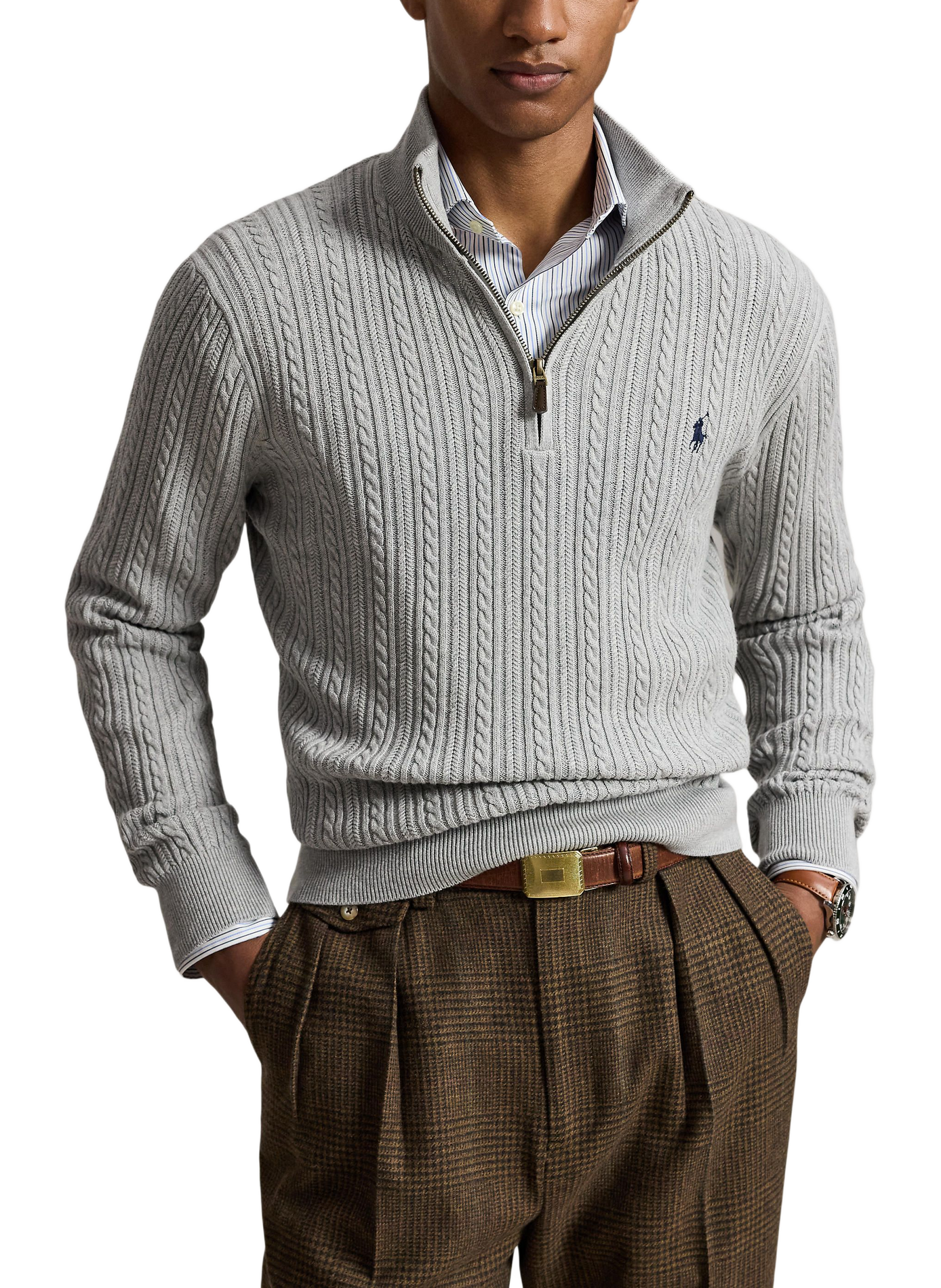 Straight twisted cotton sweater | Grey POLO RALPH LAUREN Men