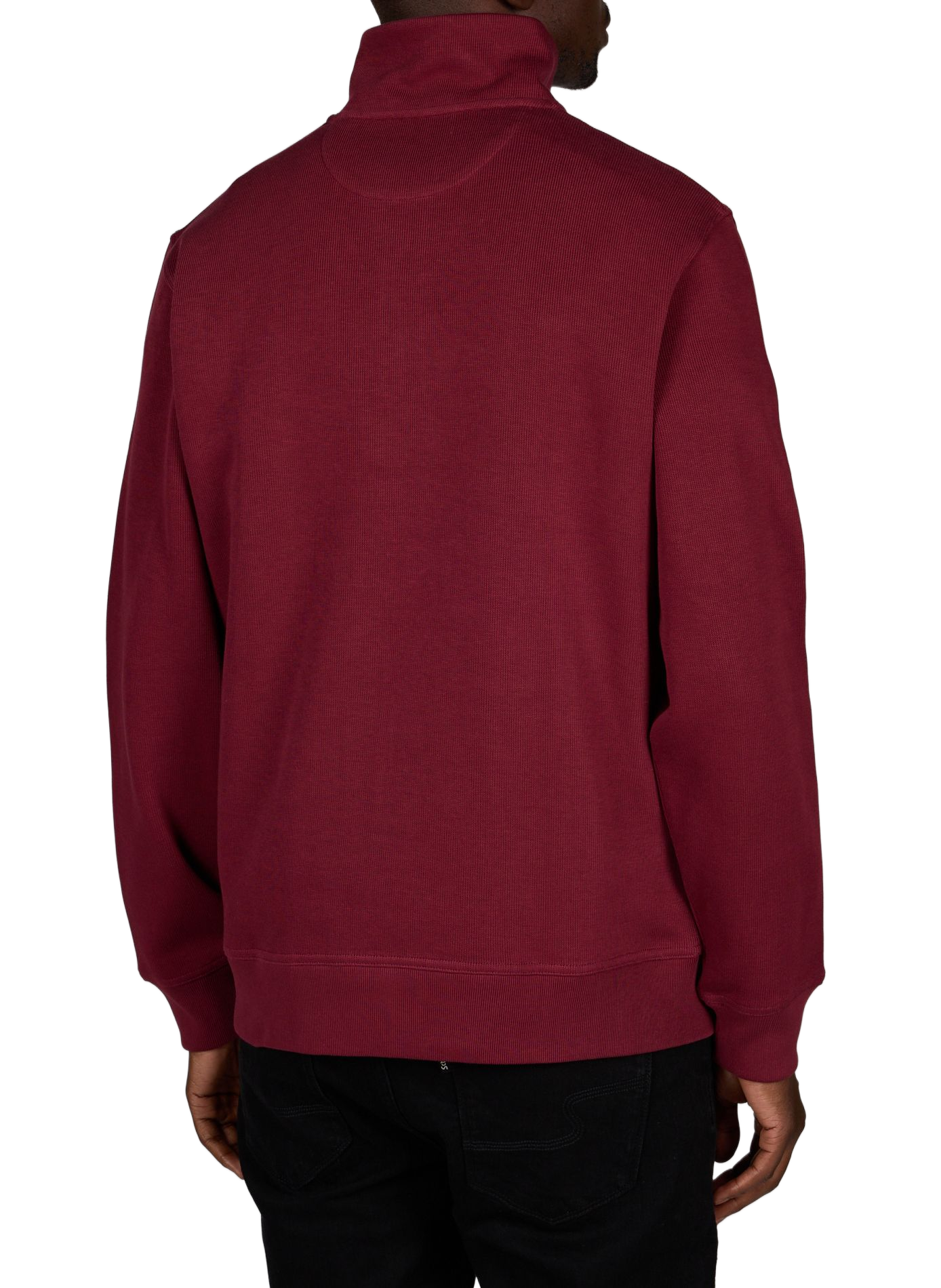 Sweatshirt droit à col montant zippé en coton GANT Rouge