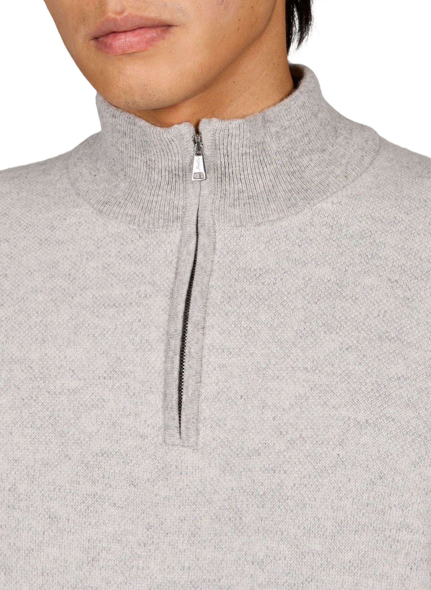 Maglione a collo alto con zip in cachemire AURELIEN Grigio