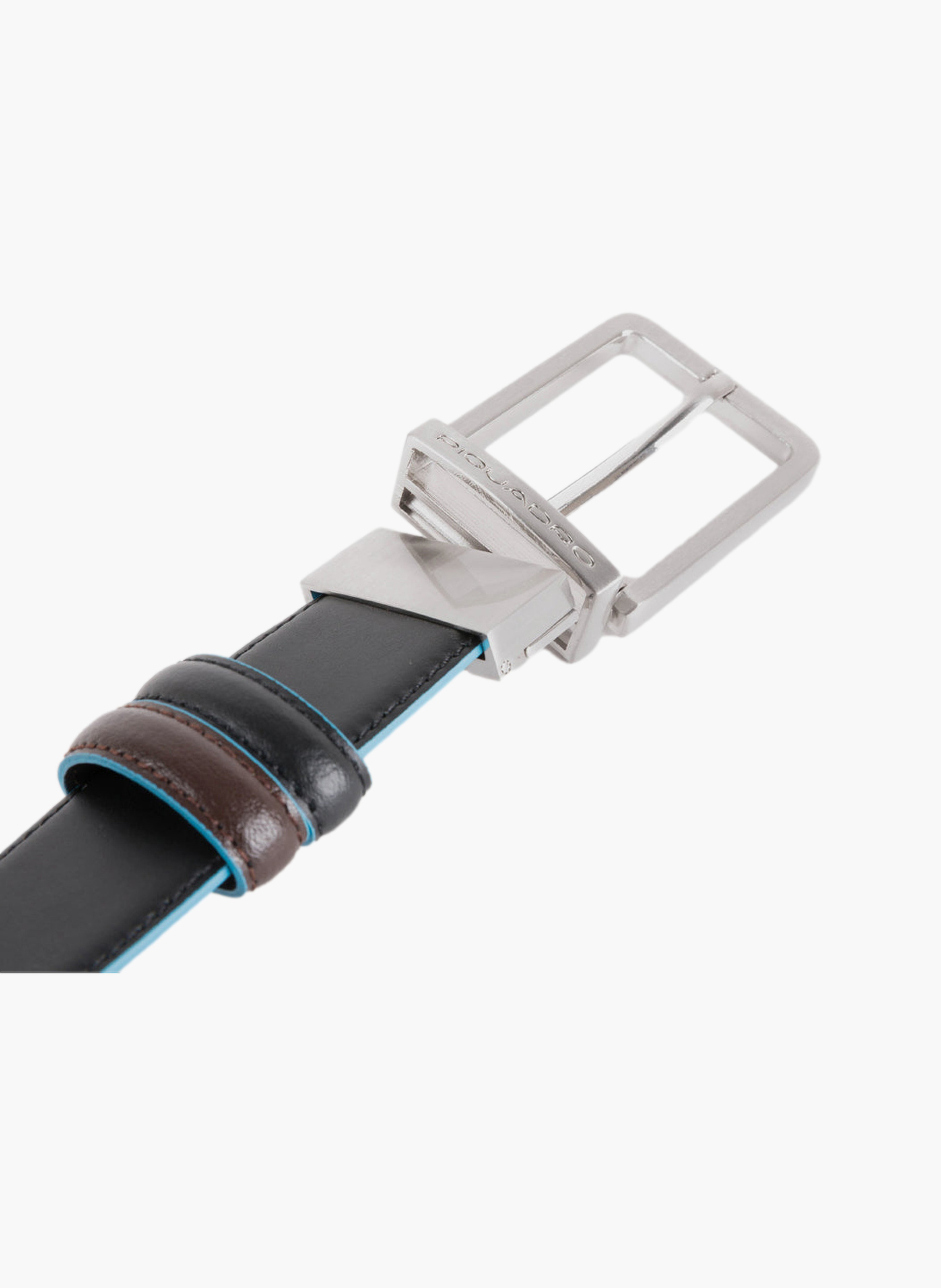 Men's reversible leather belt with raw-edge finish PIQUADRO Black