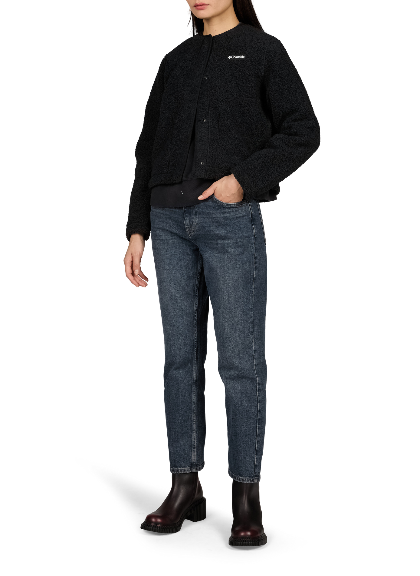 Schaffelljacke mit Rundhalsausschnitt COLUMBIA Schwarz