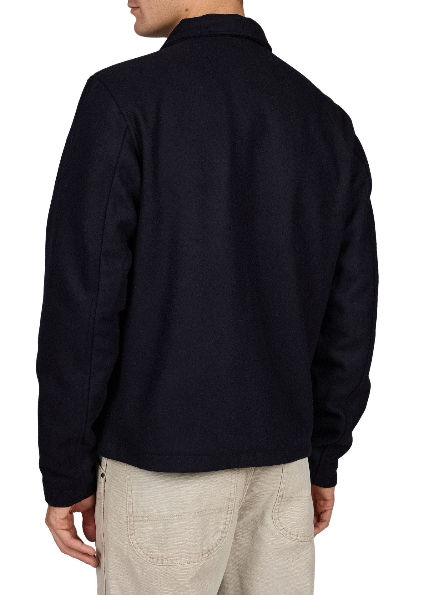 Straight solid color wool blend jacket SCHOTT Blue