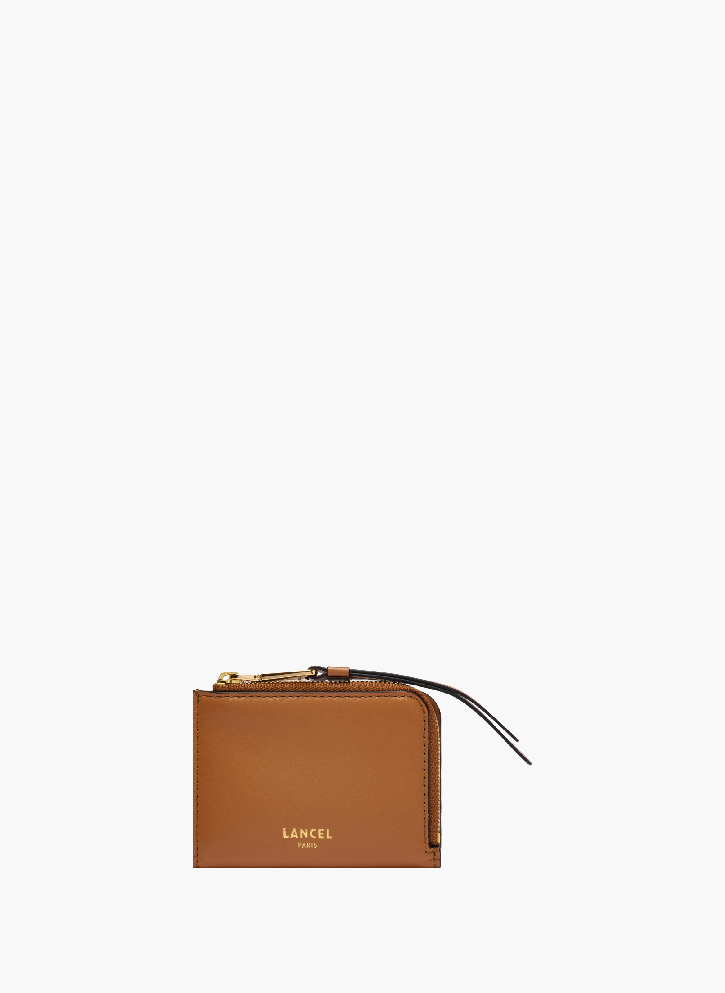 Mini portefeuille zippé origami de lancel en cuir LANCEL Marron