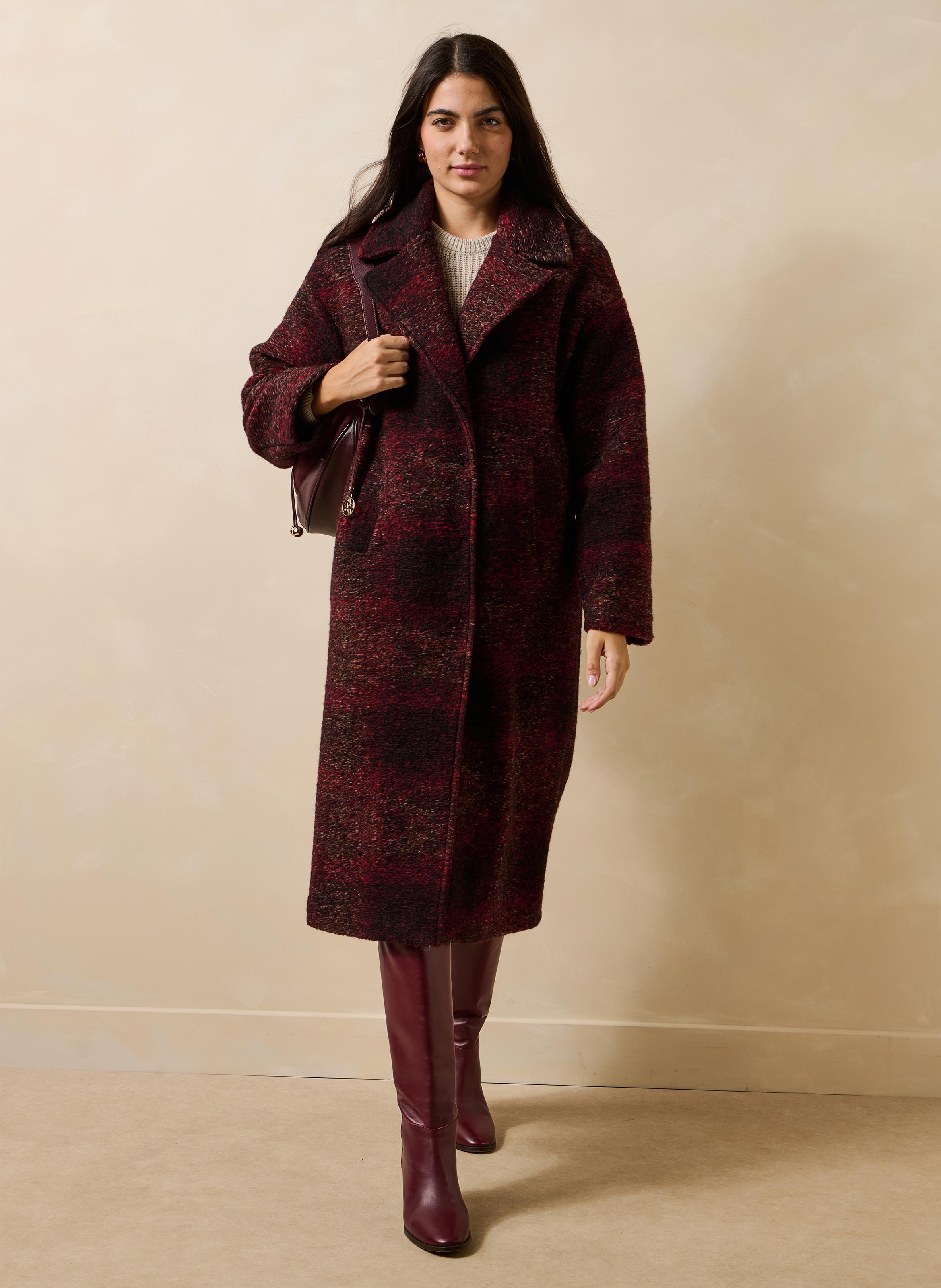 Halflang wollen jas LA FEE MARABOUTEE Rood