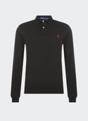 Polo slim à manches longues en maille piqué de coton  Polo black c3870