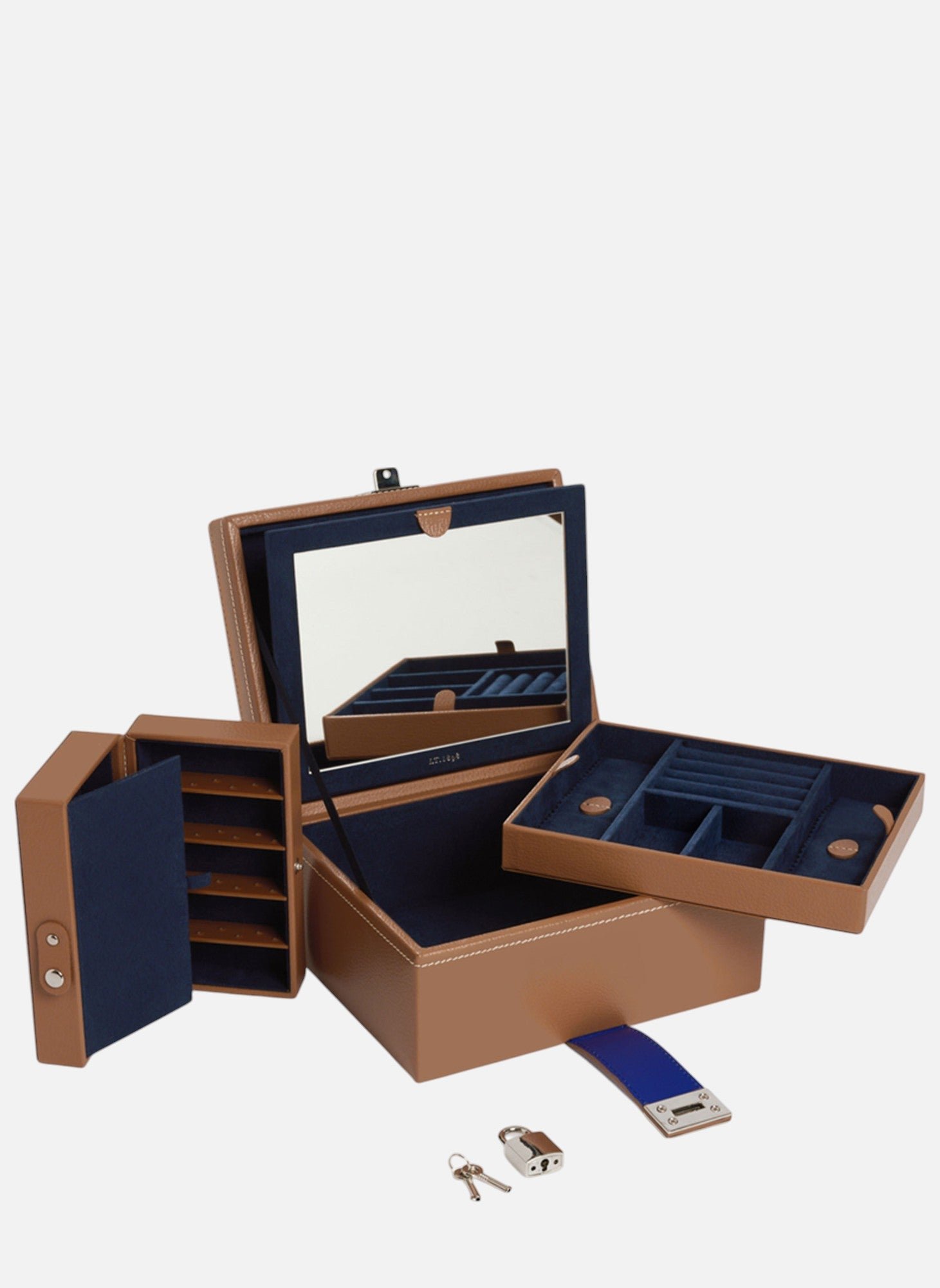 Boîte à bijoux moyen modèle en cuir LE TANNEUR Marron