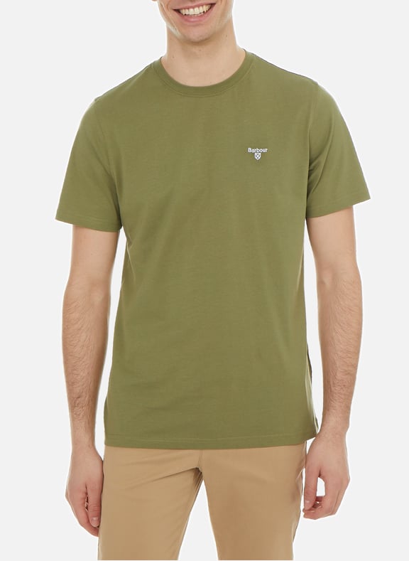 T-shirt uni en coton Vert by BARBOUR BARBOUR T-shirt uni en coton Vert