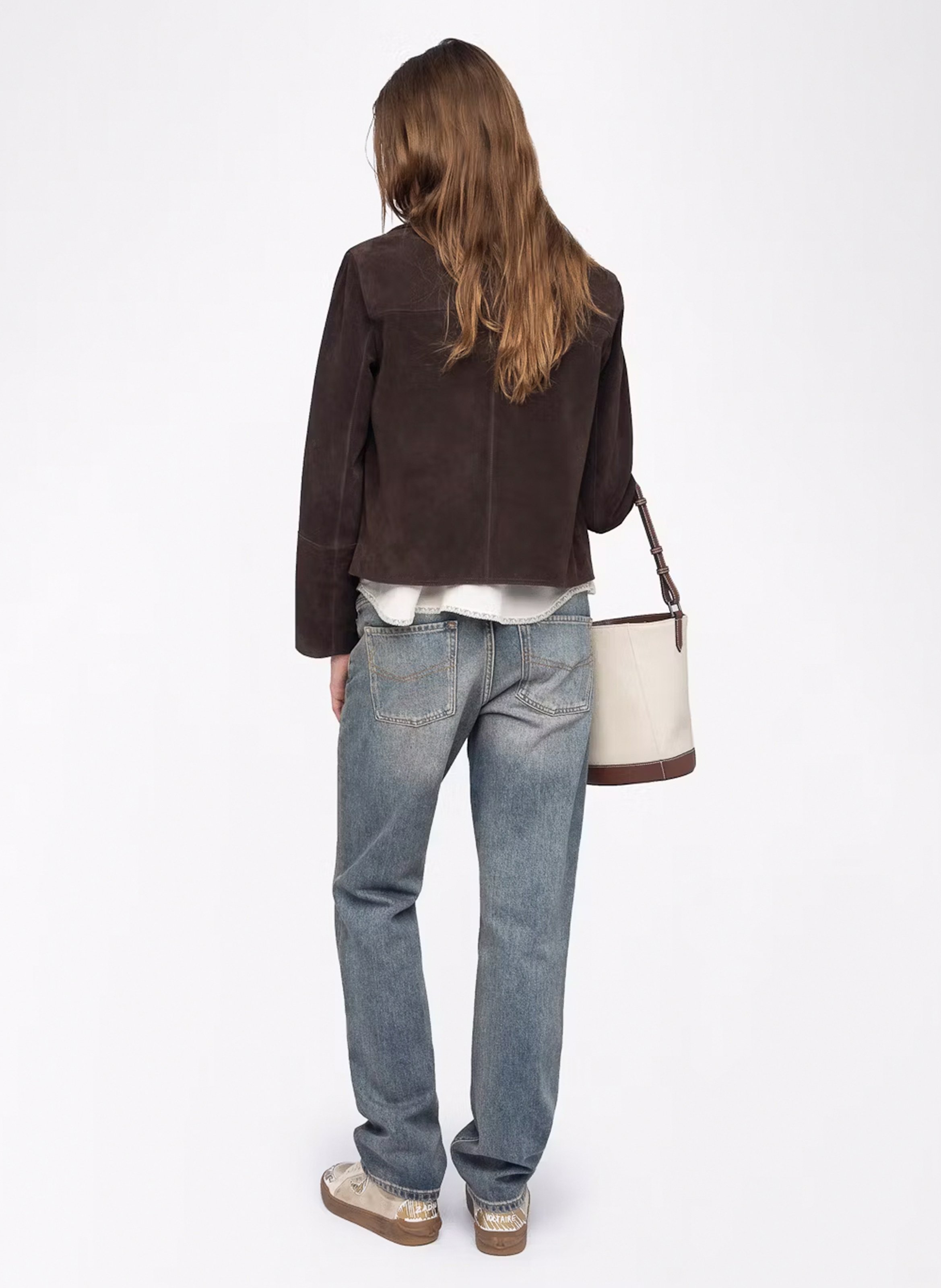 Blouson col classique en cuir lessa ZADIG&VOLTAIRE Marron
